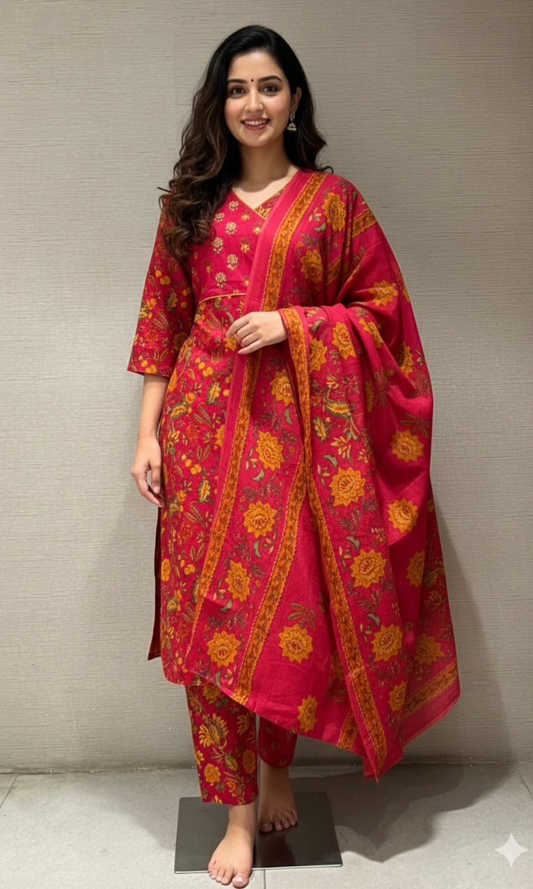 Pink ETHNIC PRINTED kurta set