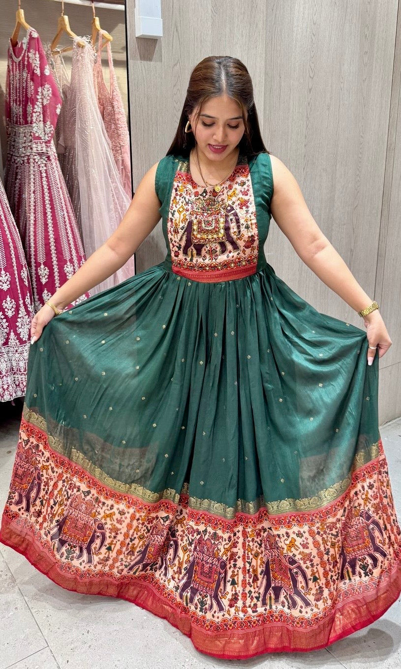 Green ELEPHANT ETHINC KURTI TOP