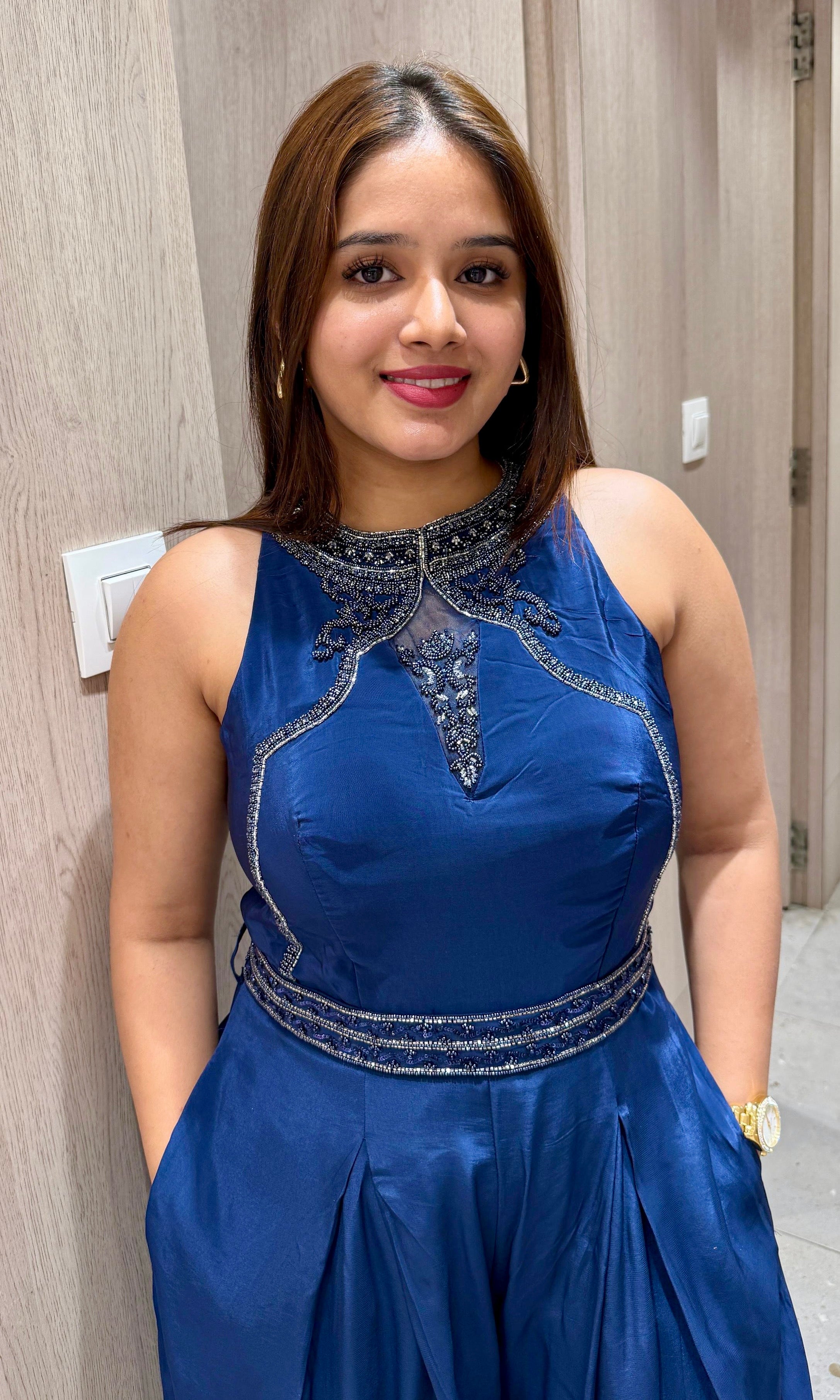 Blue jumpsuit dress