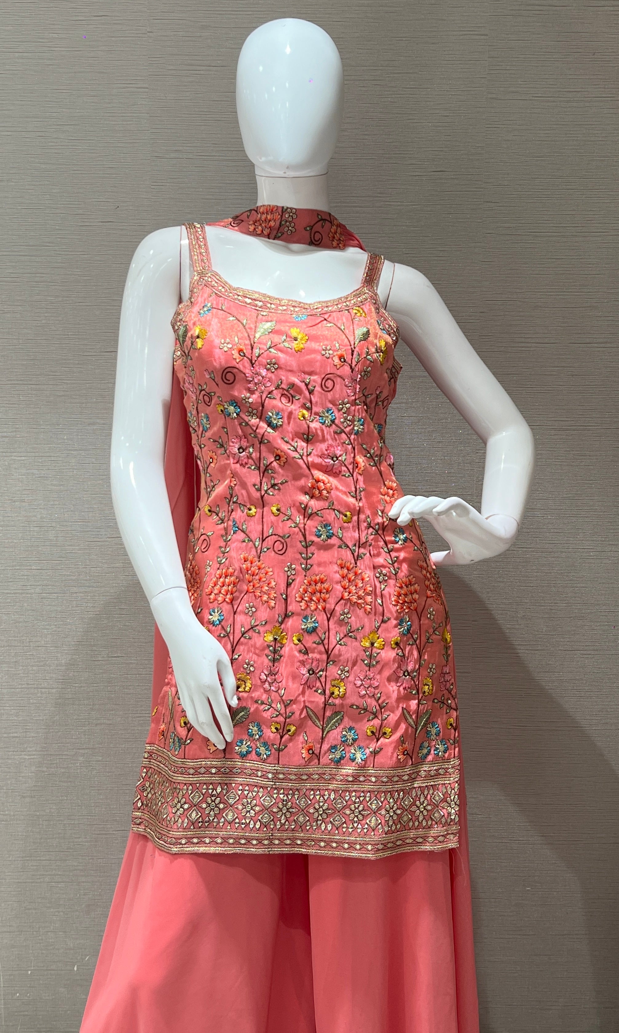 Light Pink Embroidered sharara palazzo