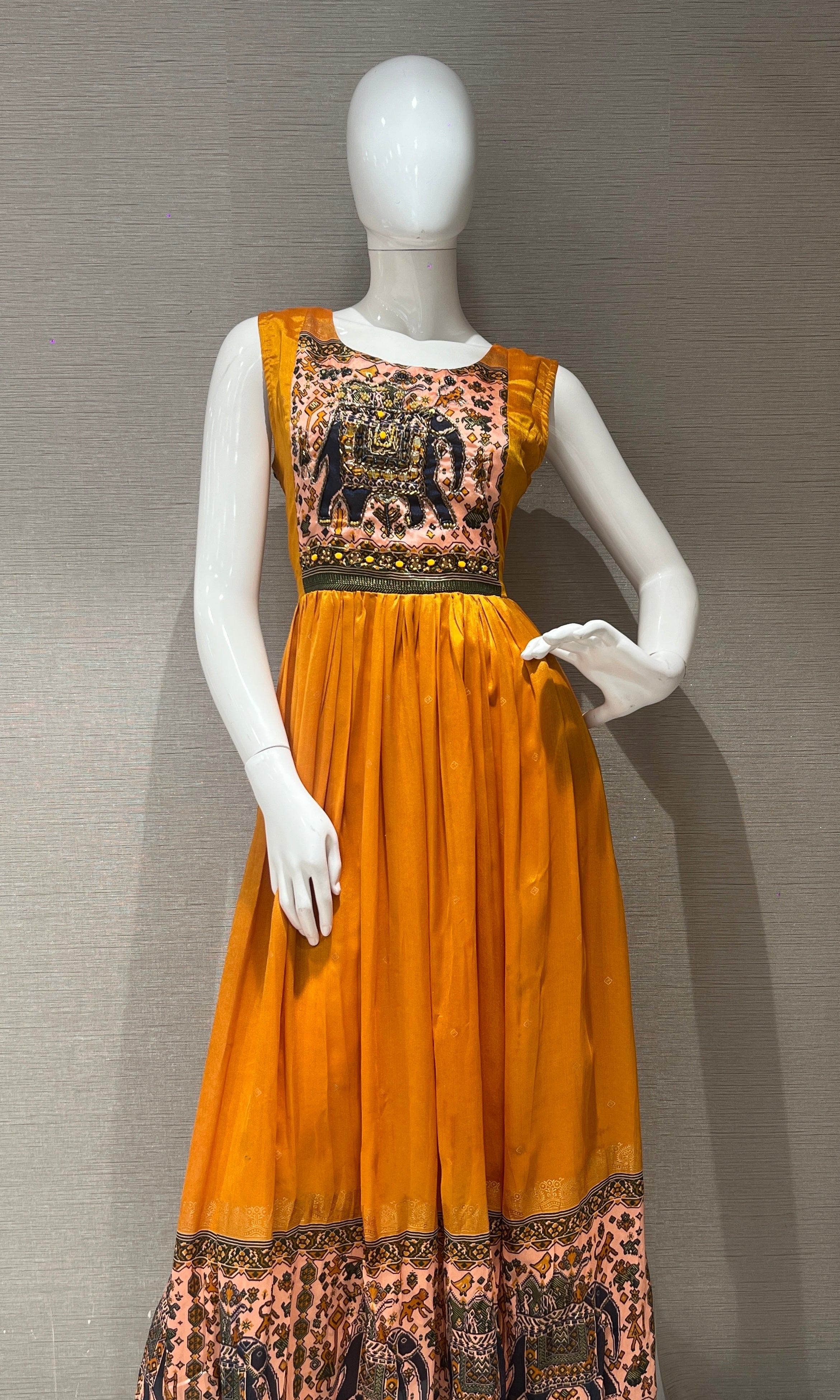 Mustard yellow ELEPHANT ETHNIC KURTI TOP