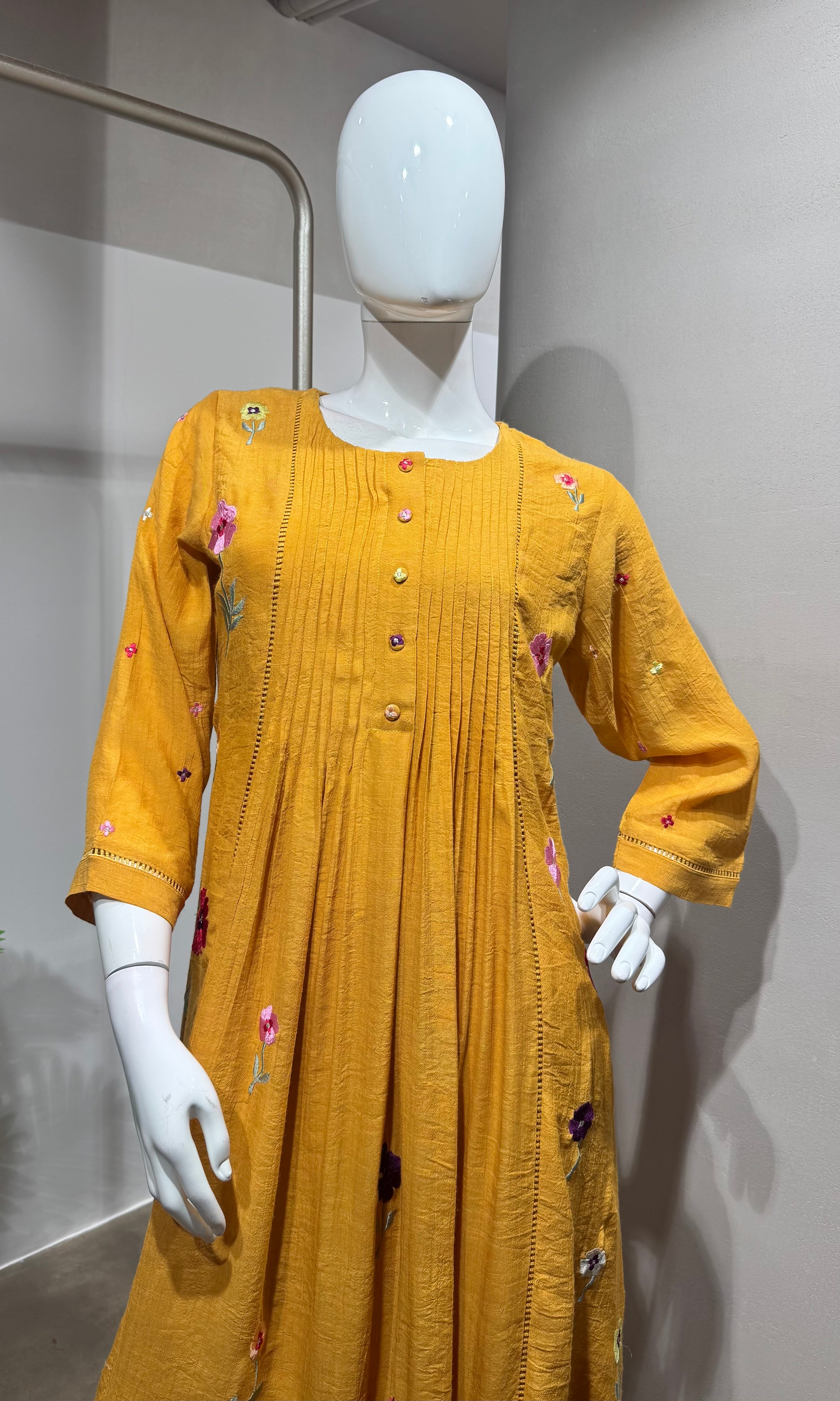 Yellow Embroidered Ethnic KURTA
