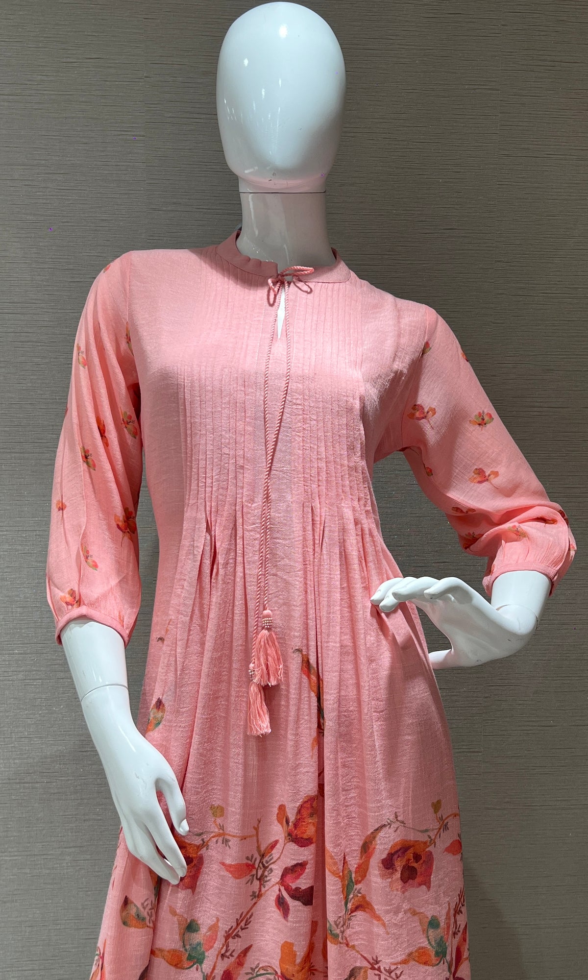 Baby pink Floral Anarkali top