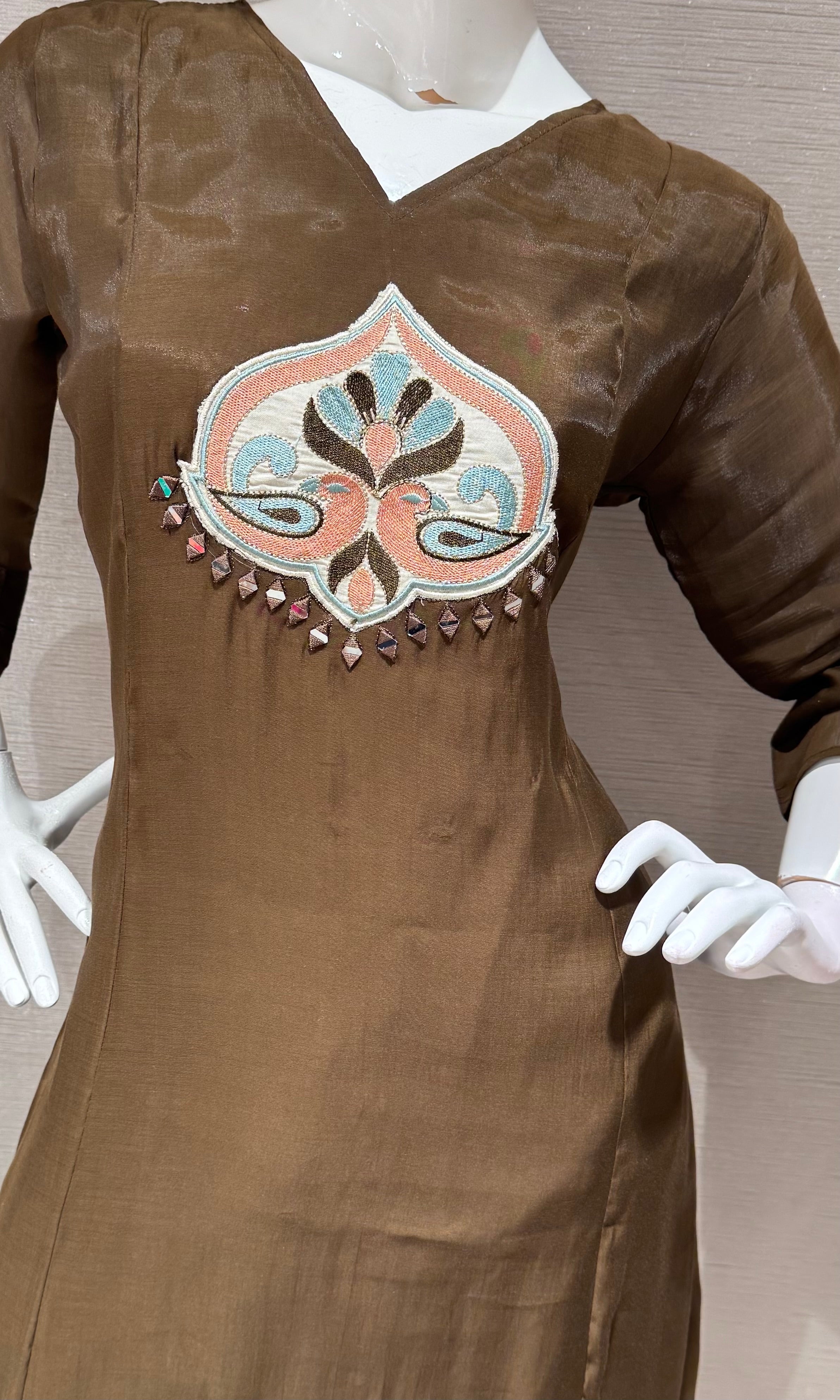 Coffee Brown Kurta Set with Ethnic Dupatta