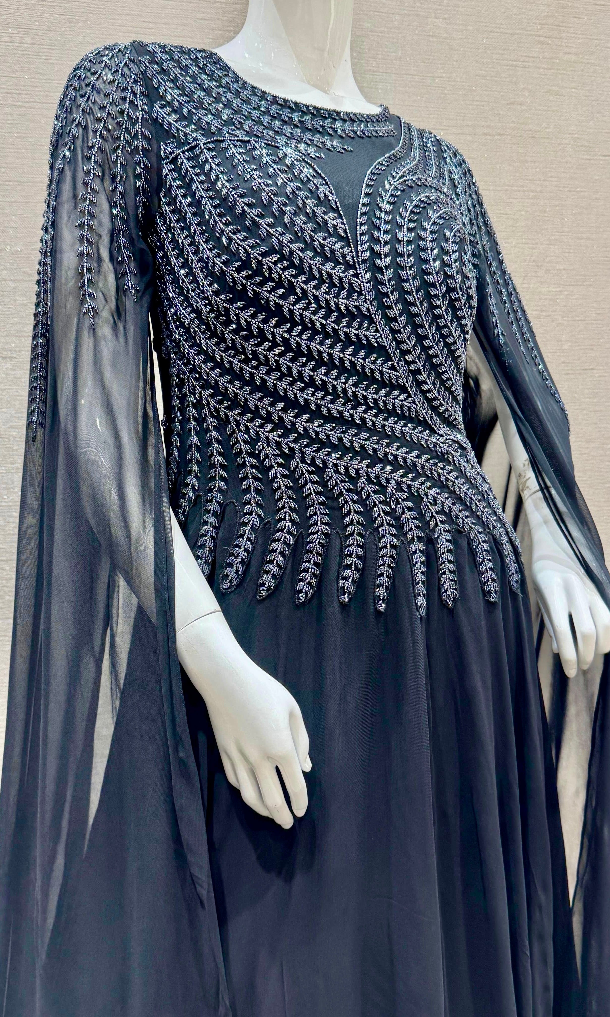Black long dress with butterfly sleeves