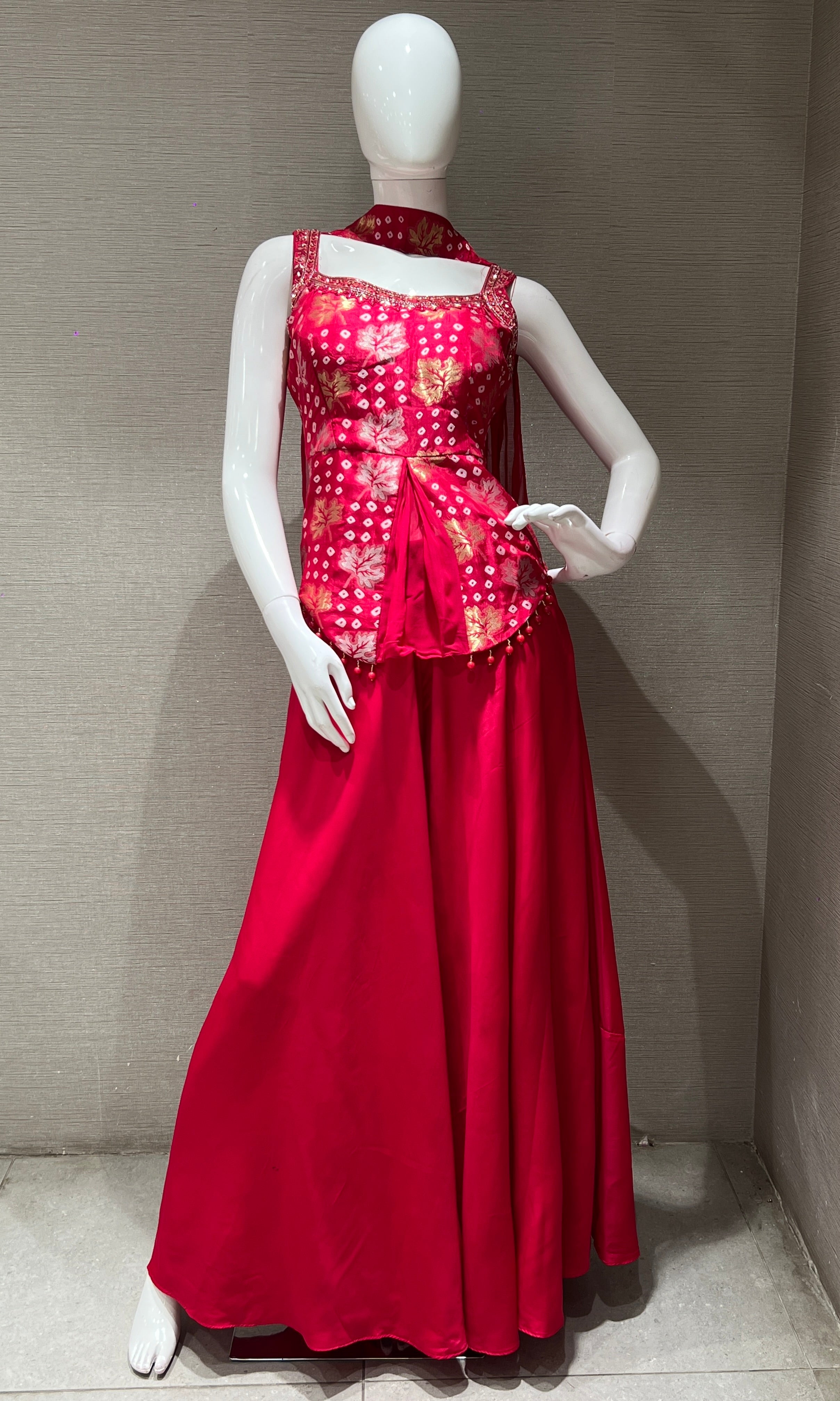 Rani pink peplum print palazzo set