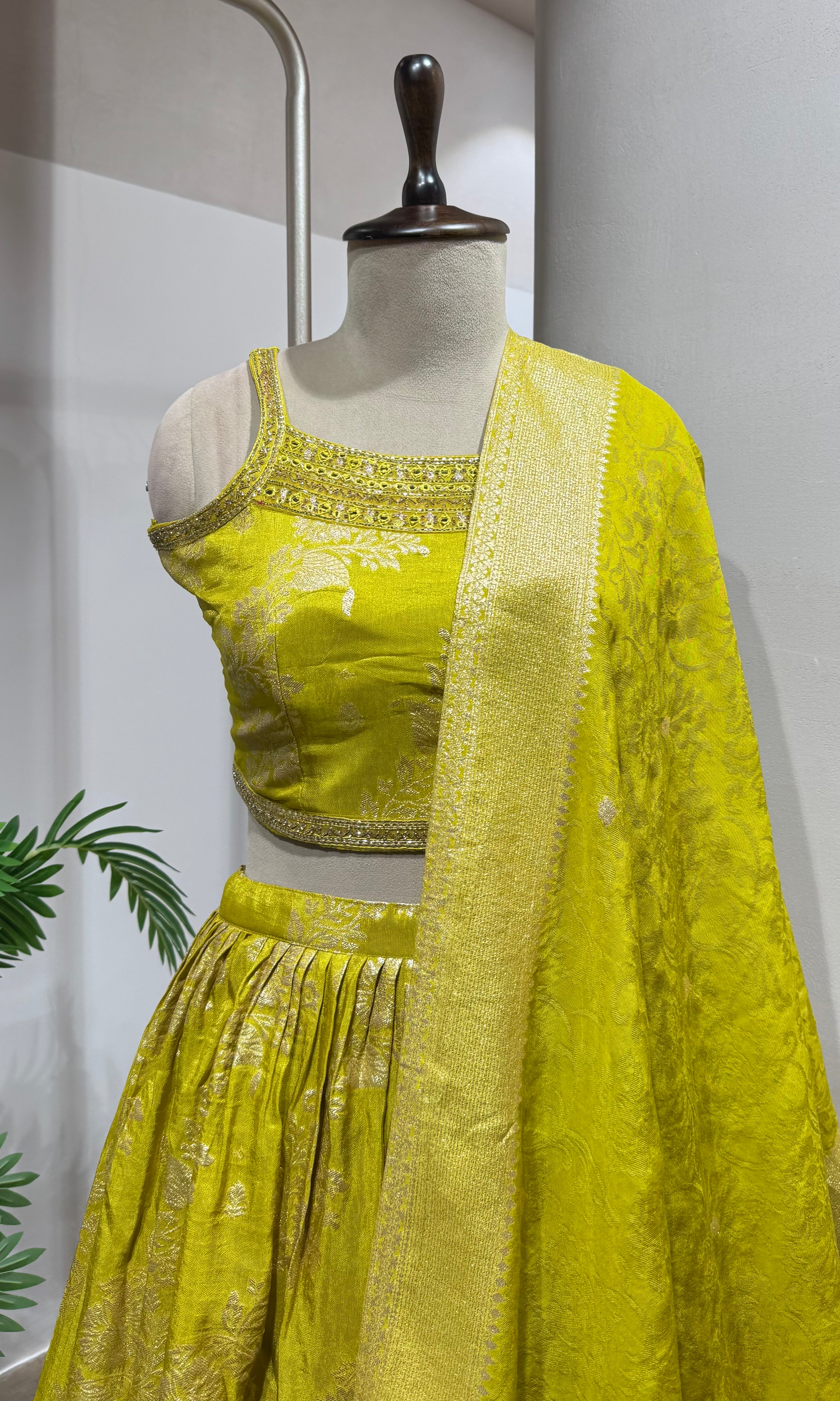 mehandi green raw silk designer lehenga choli