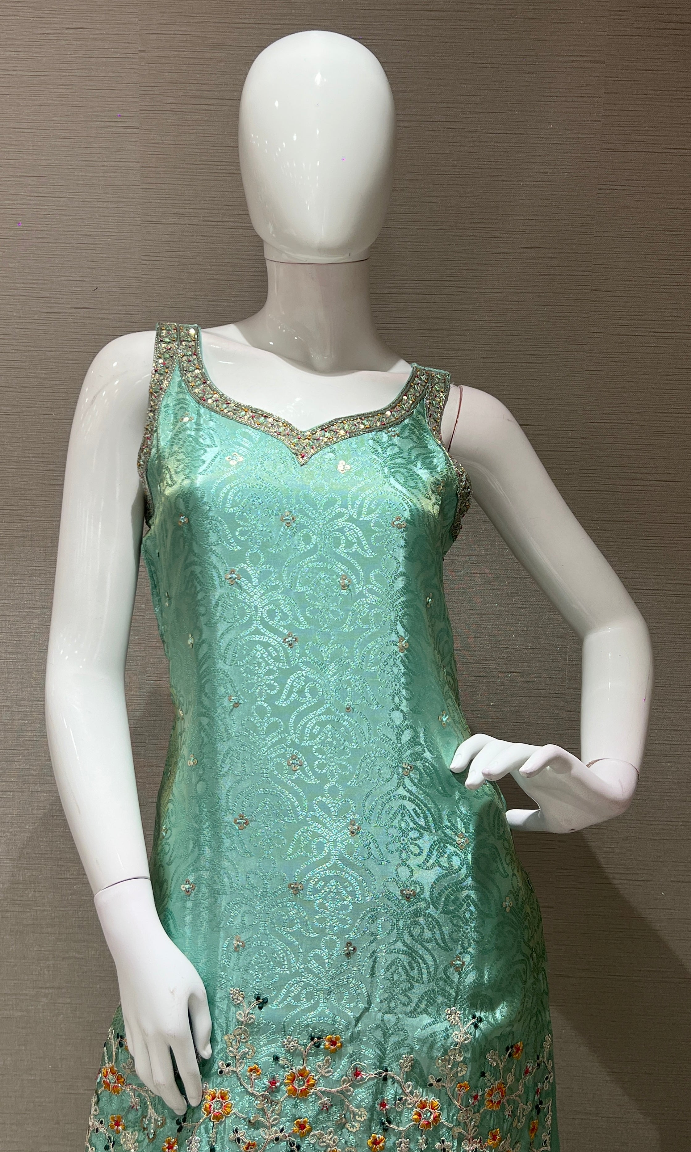 sea green embroidered sharara seT