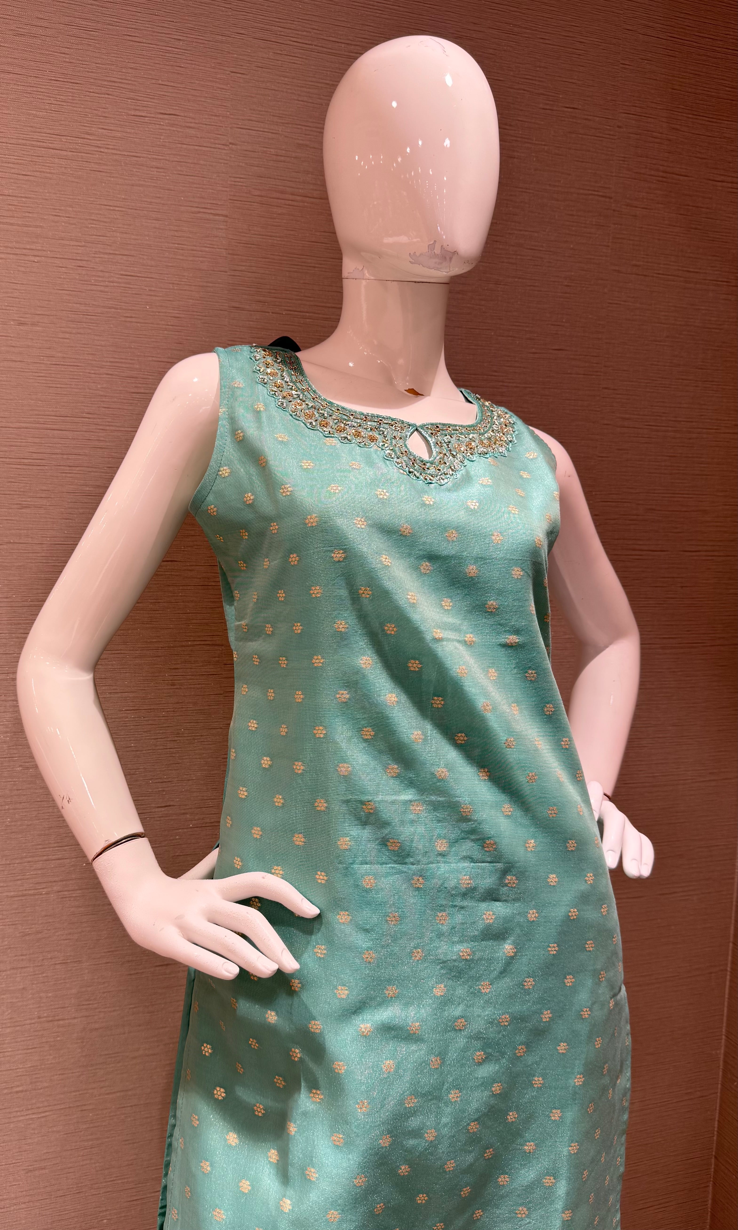 Sea Green Kurta Set with Shimmer Dupatta