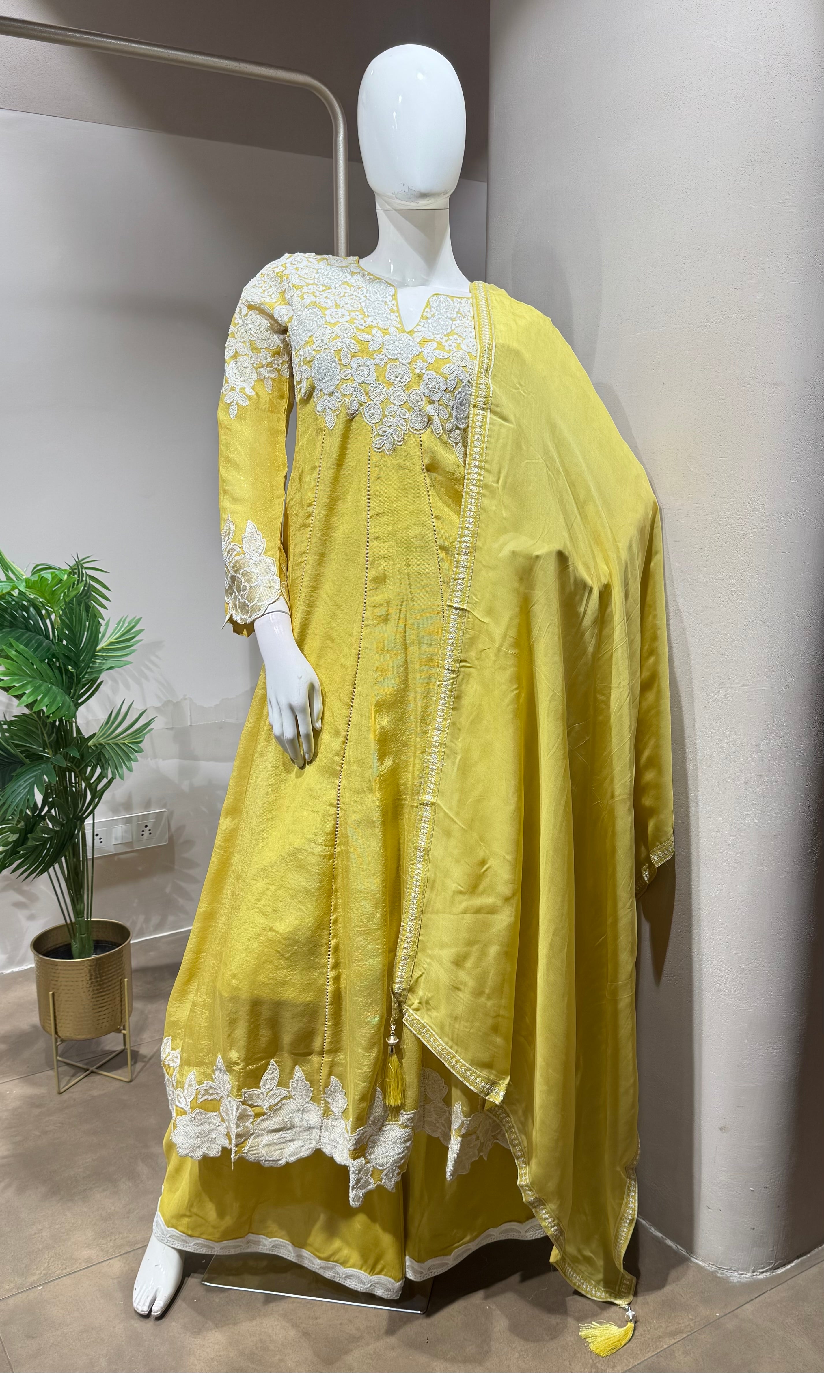 SUNSHINE Yellow Embroidery ANARKALI Set
