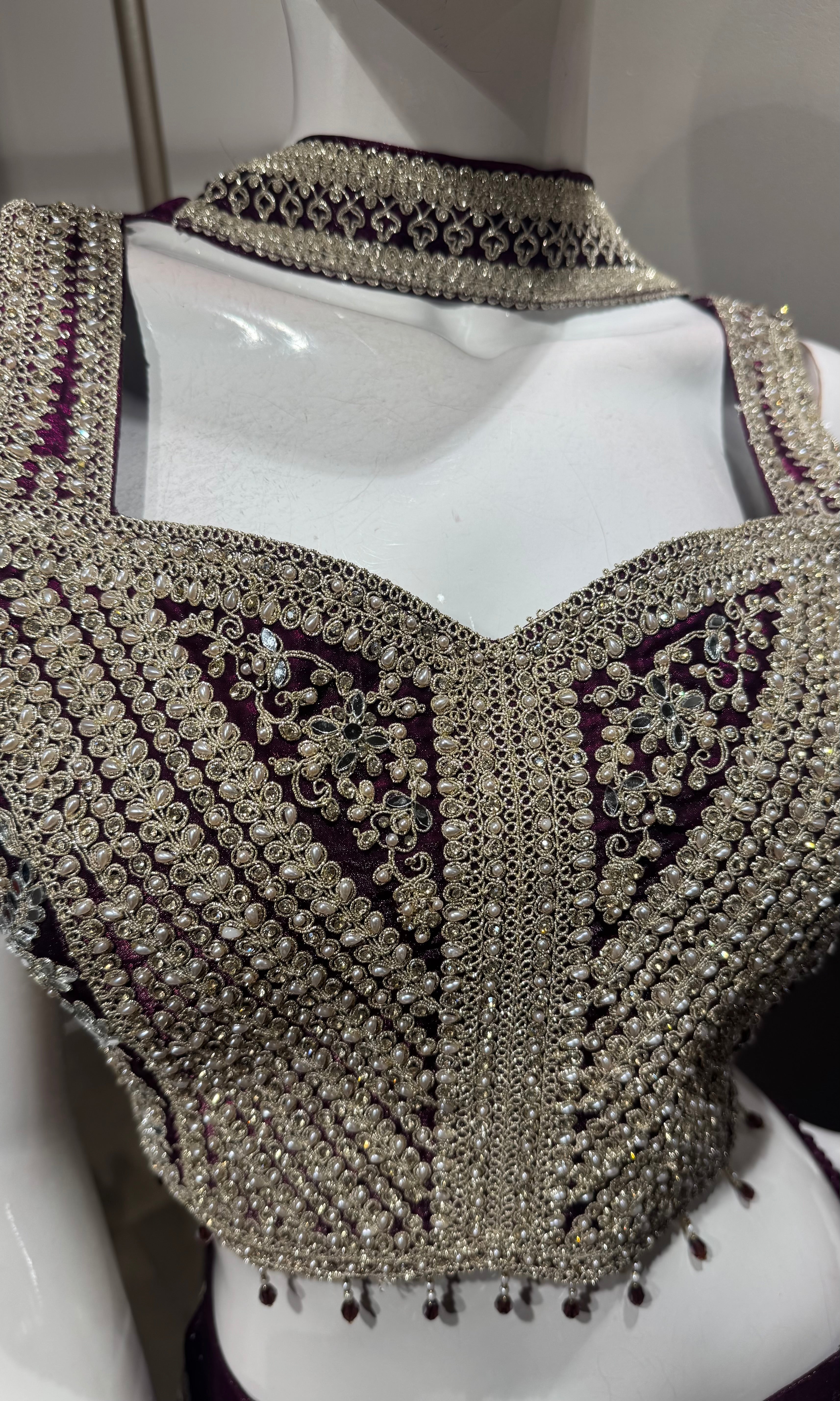 WINE embroidered crop top palazzo set
