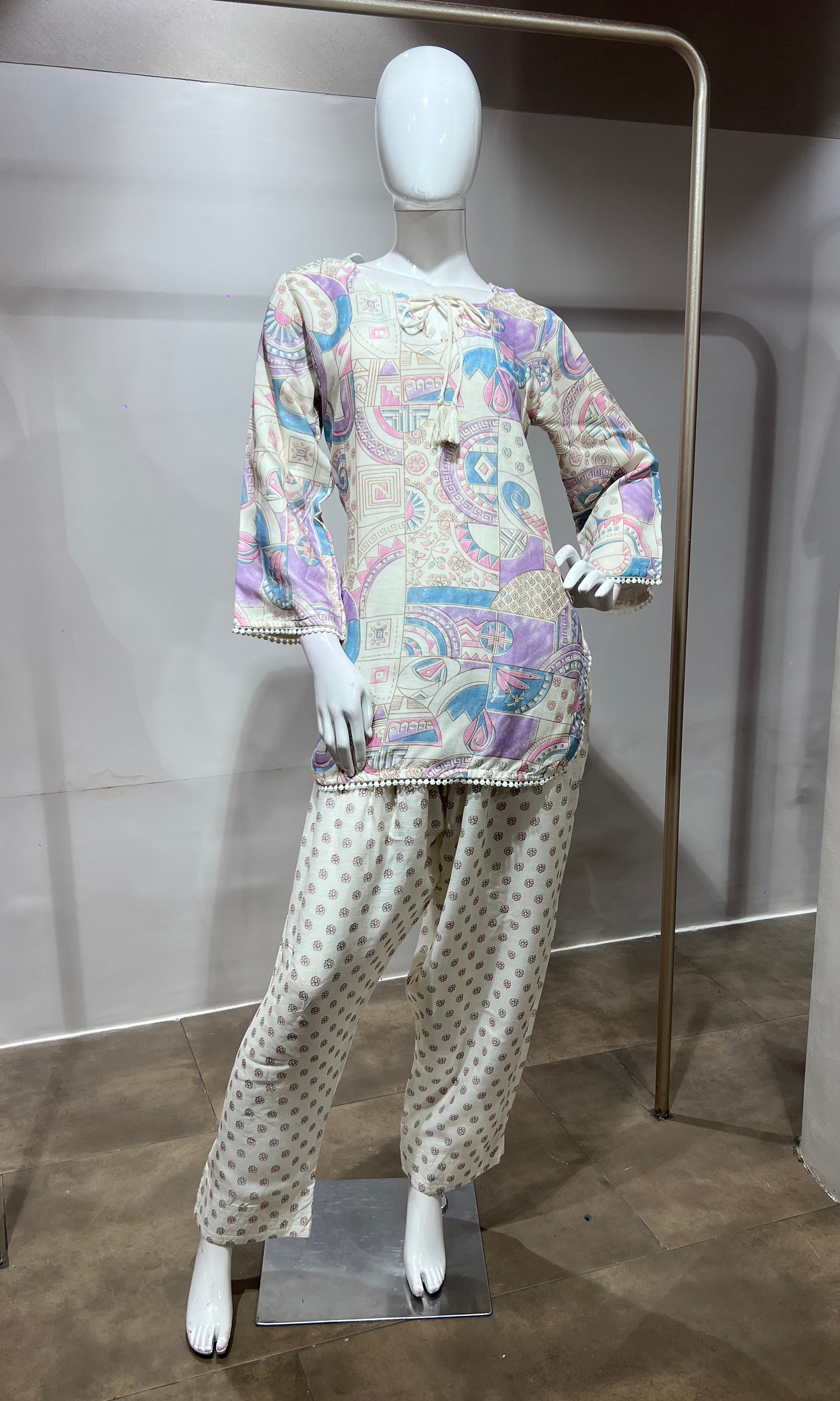 Purple Pastel Floral Printed Farsi salwar