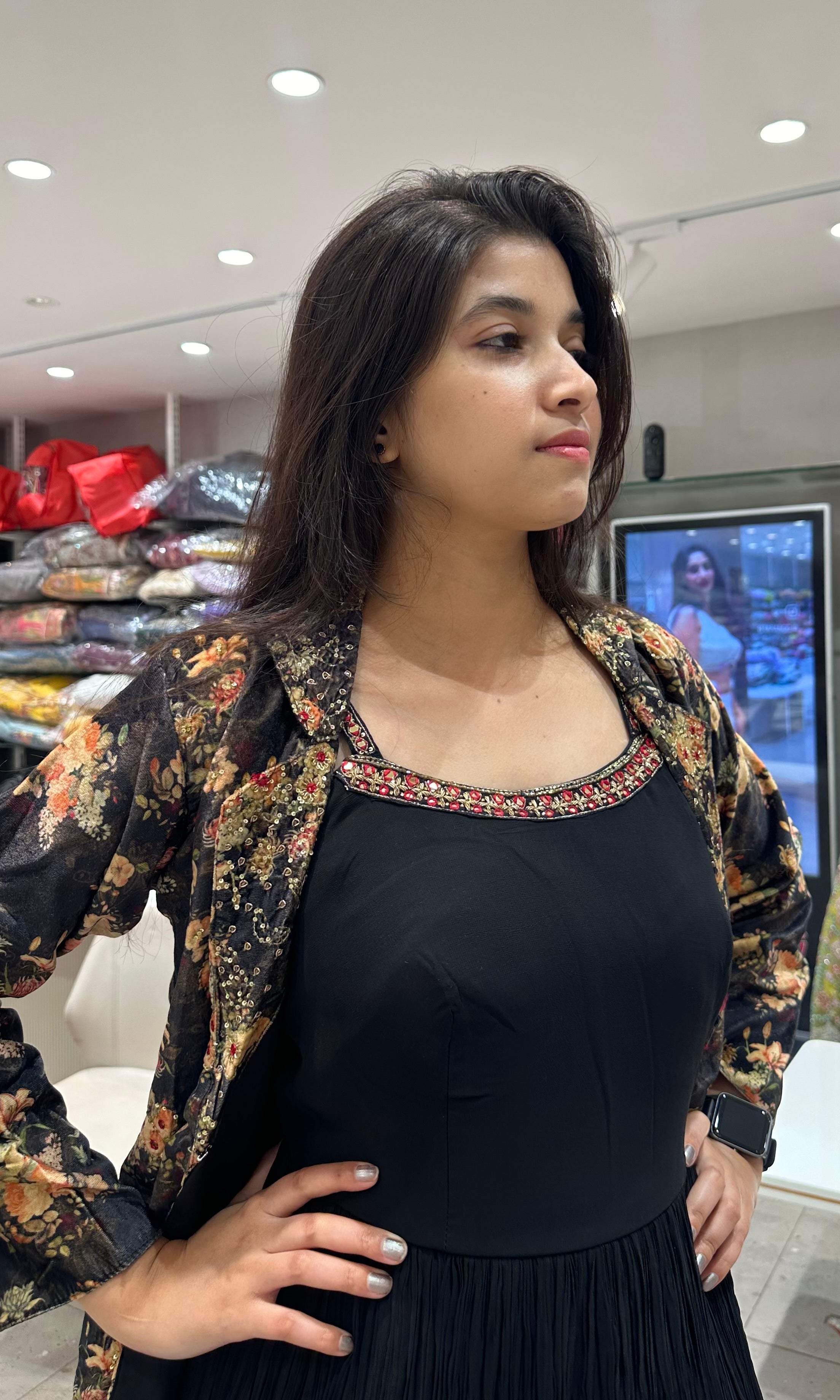 Black long dress with coat