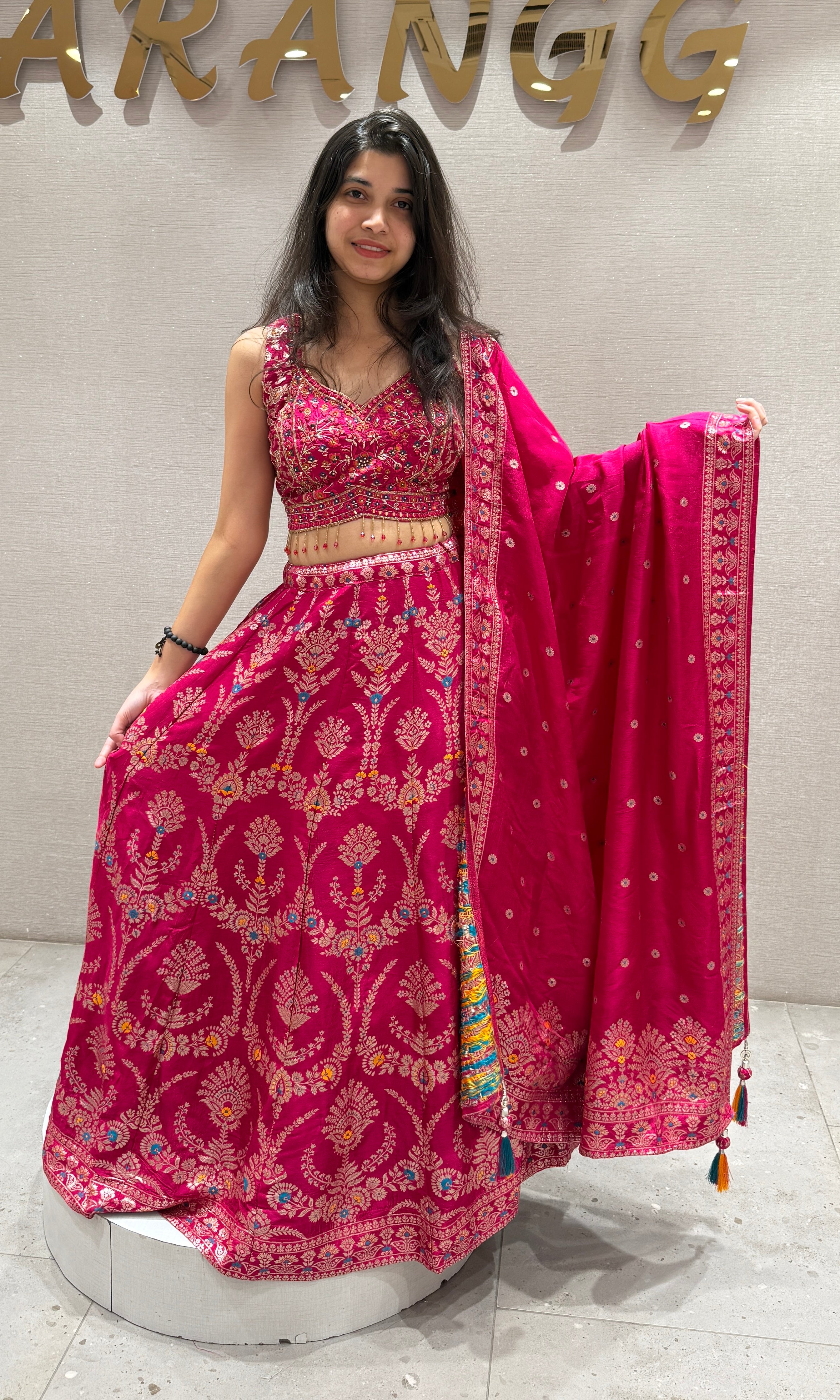 Pink Ethnic Floral Lehenga