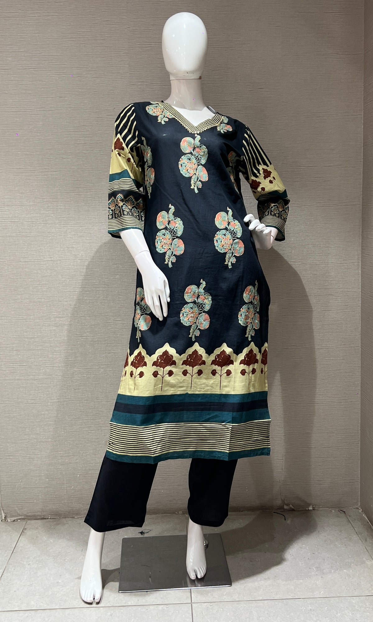 Black PRINTED kurta set