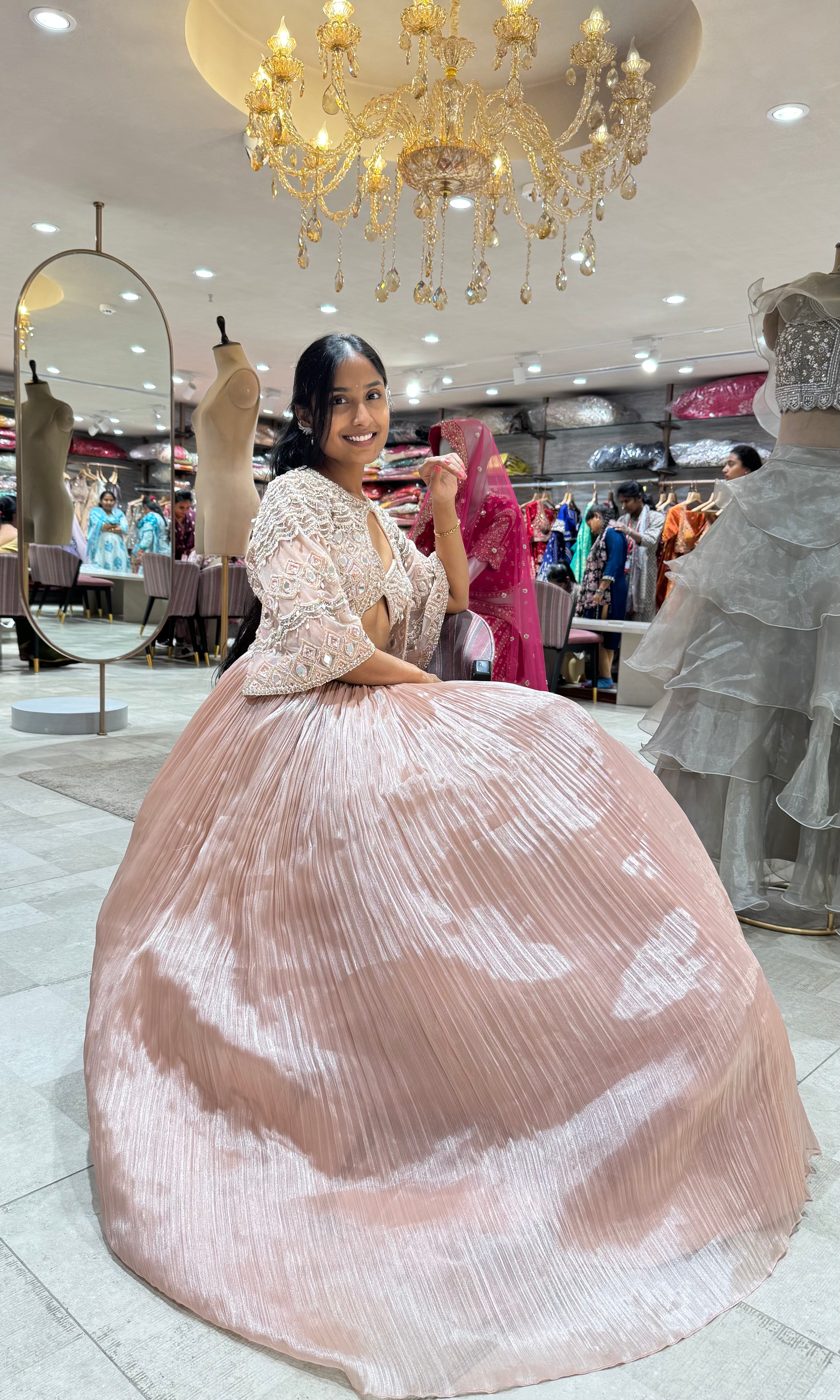pastel PEACH embellished lehenga