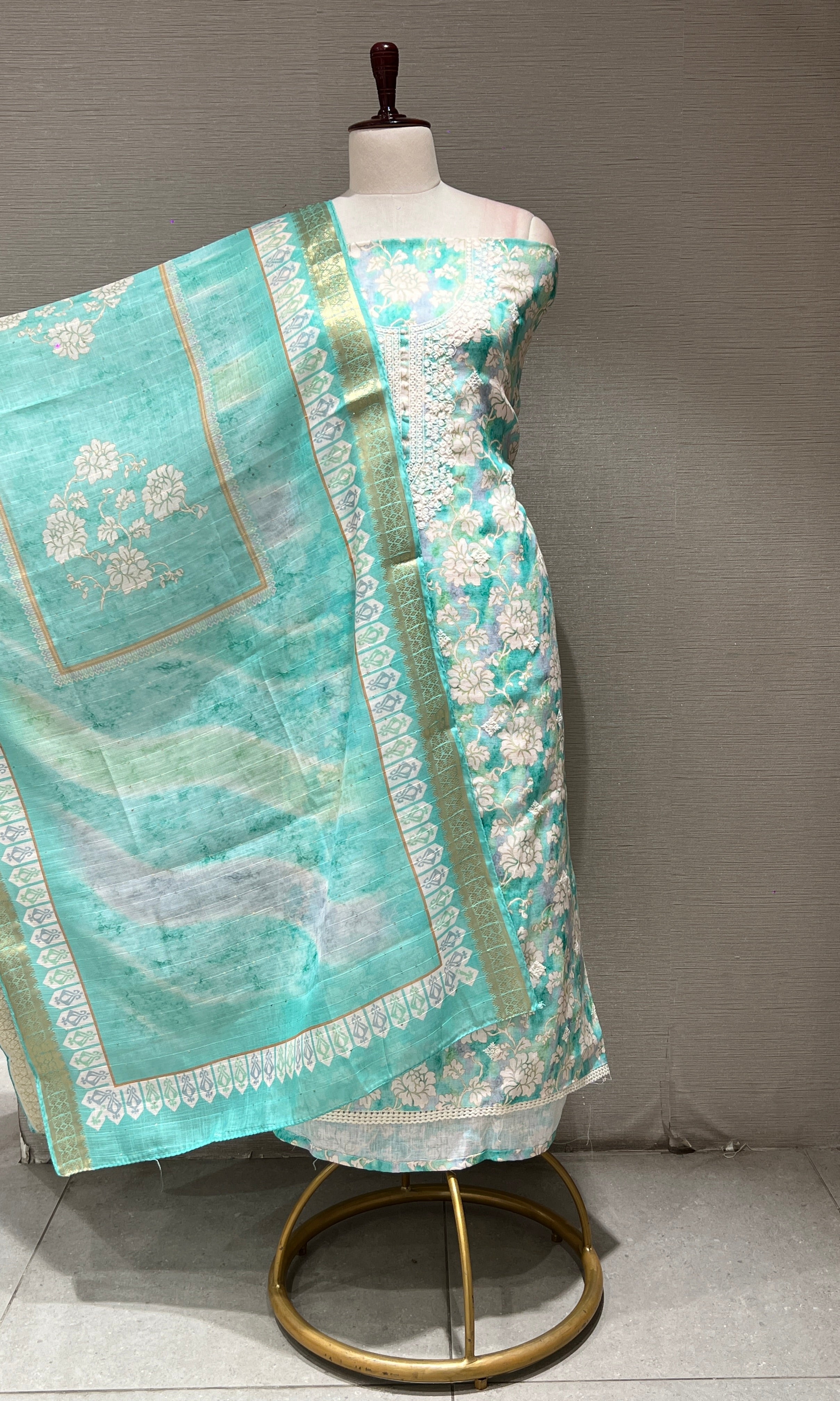 Sea Blue dress material