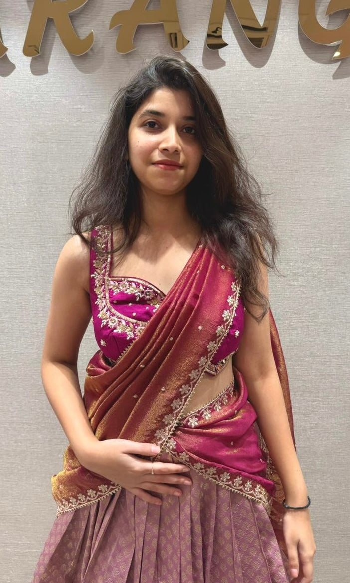 Lotus Pink Silk Pattu Lehenga