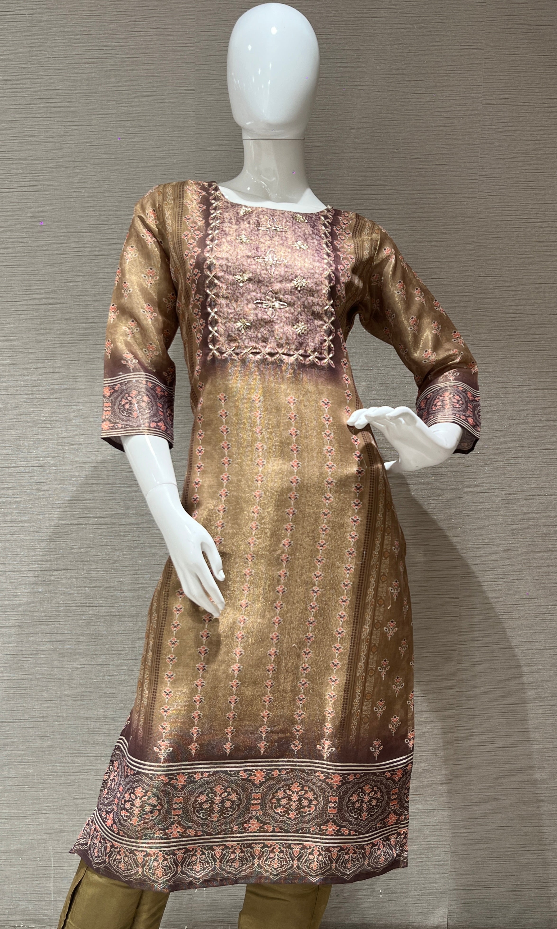 L brown kurta set