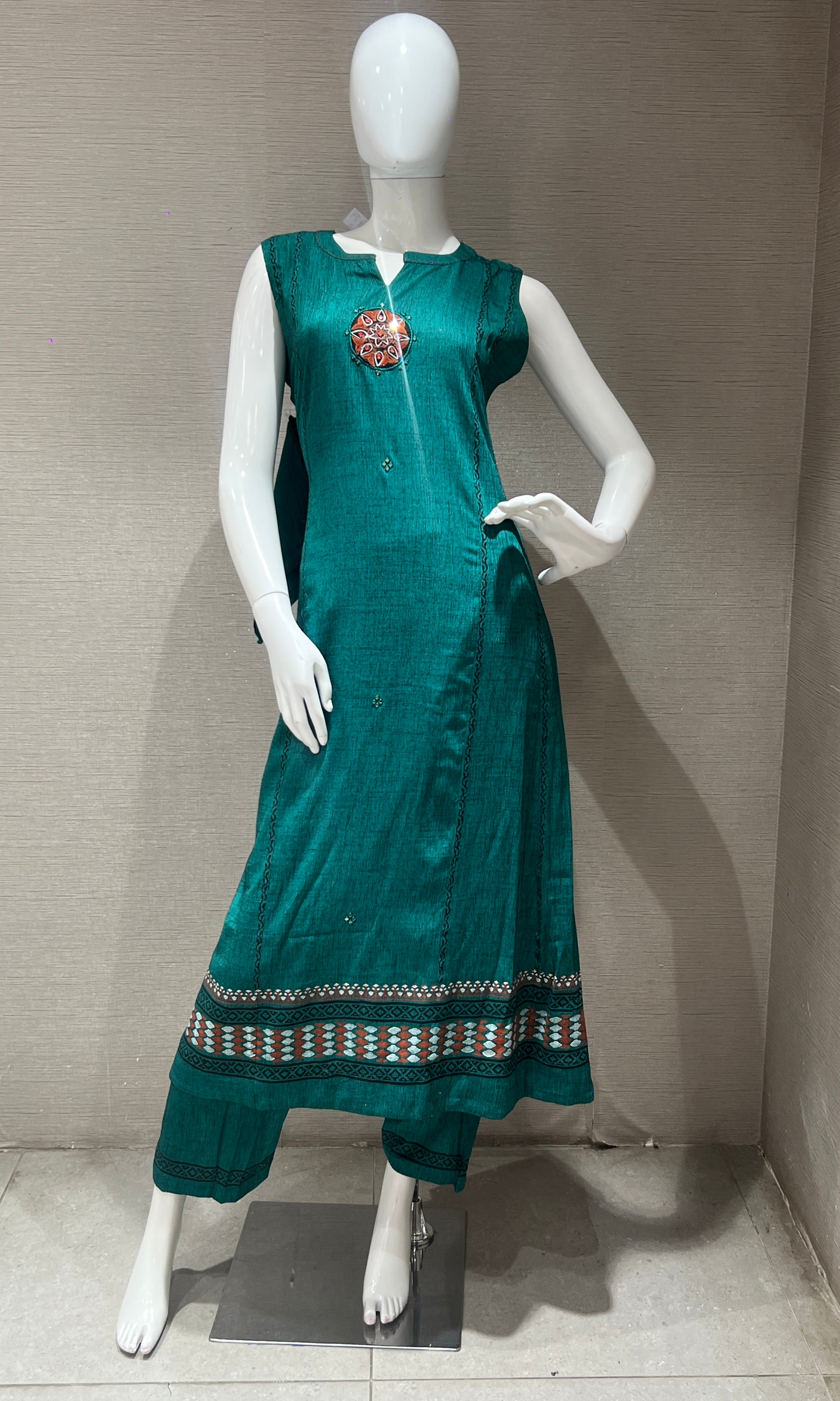 Coral blue kurti top with bottom