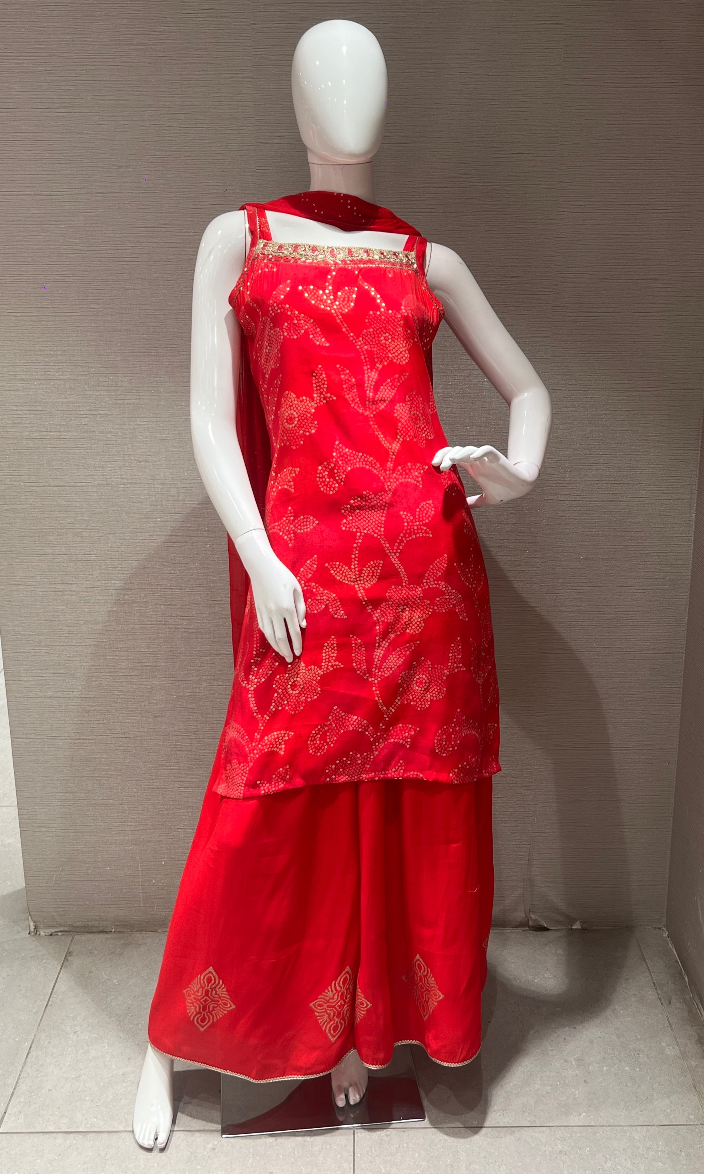 Pink FLORAL EMBROIDERED SHARARA SET