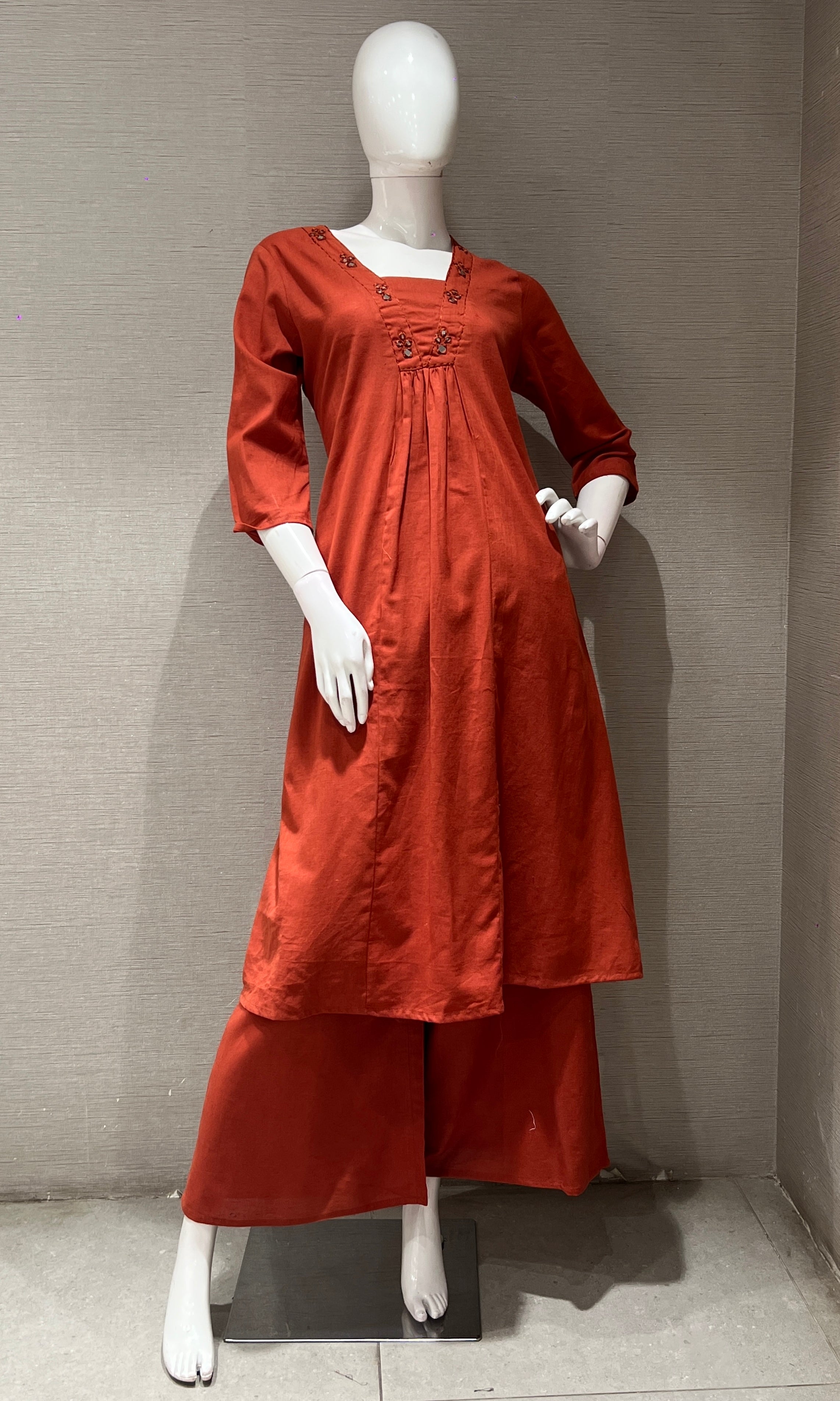 Rust A LINE kurtI WITH PALAZZO BOTTOM