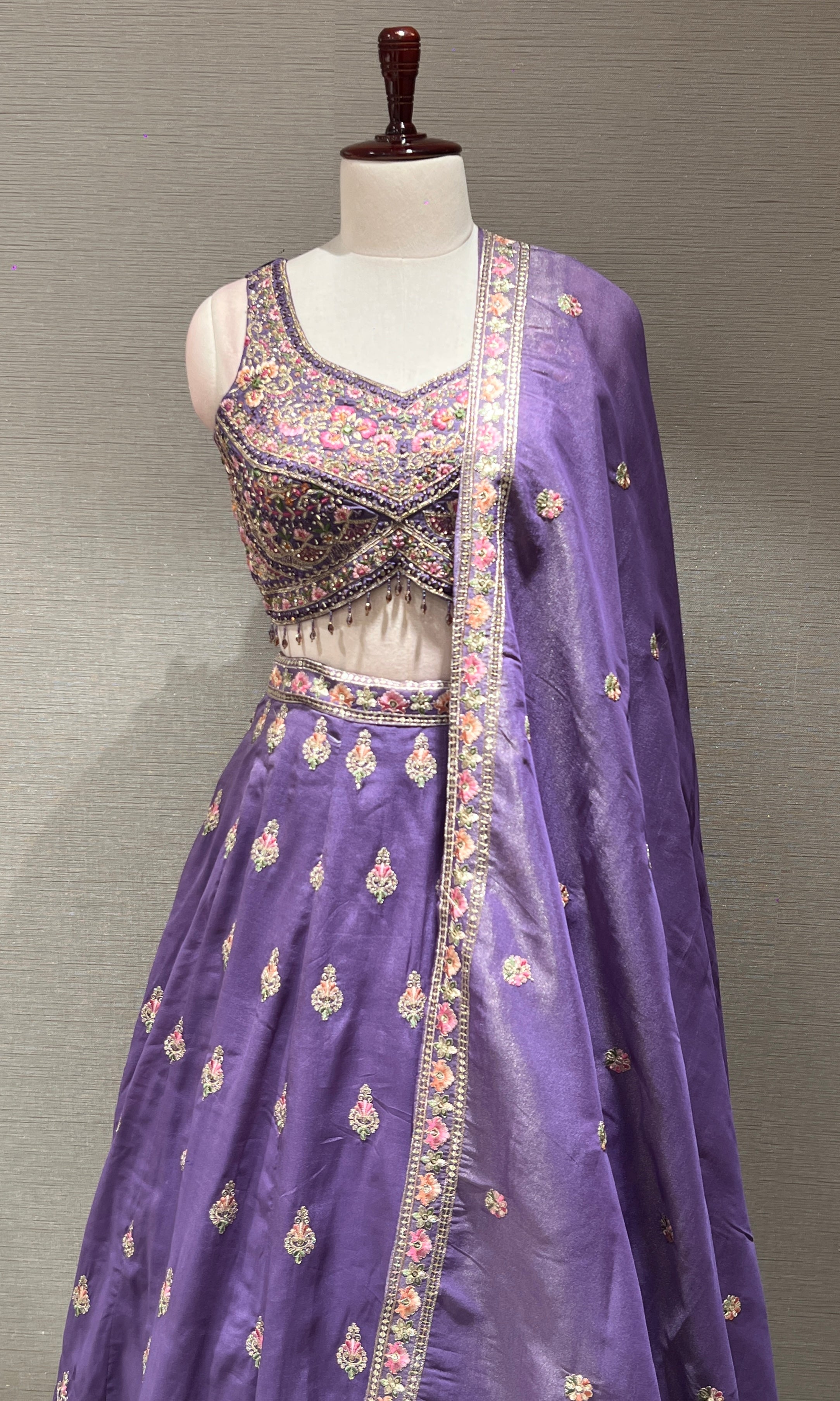 Light purple gold embroidery lehenga