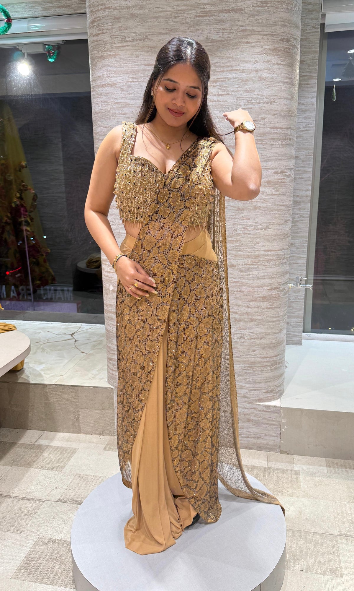 Chikoo GOLDEN drape saree