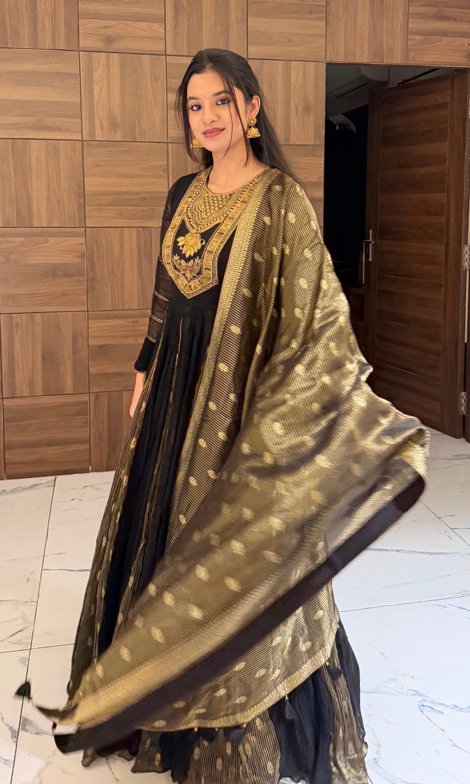 Black GOLDEN ANARKALI