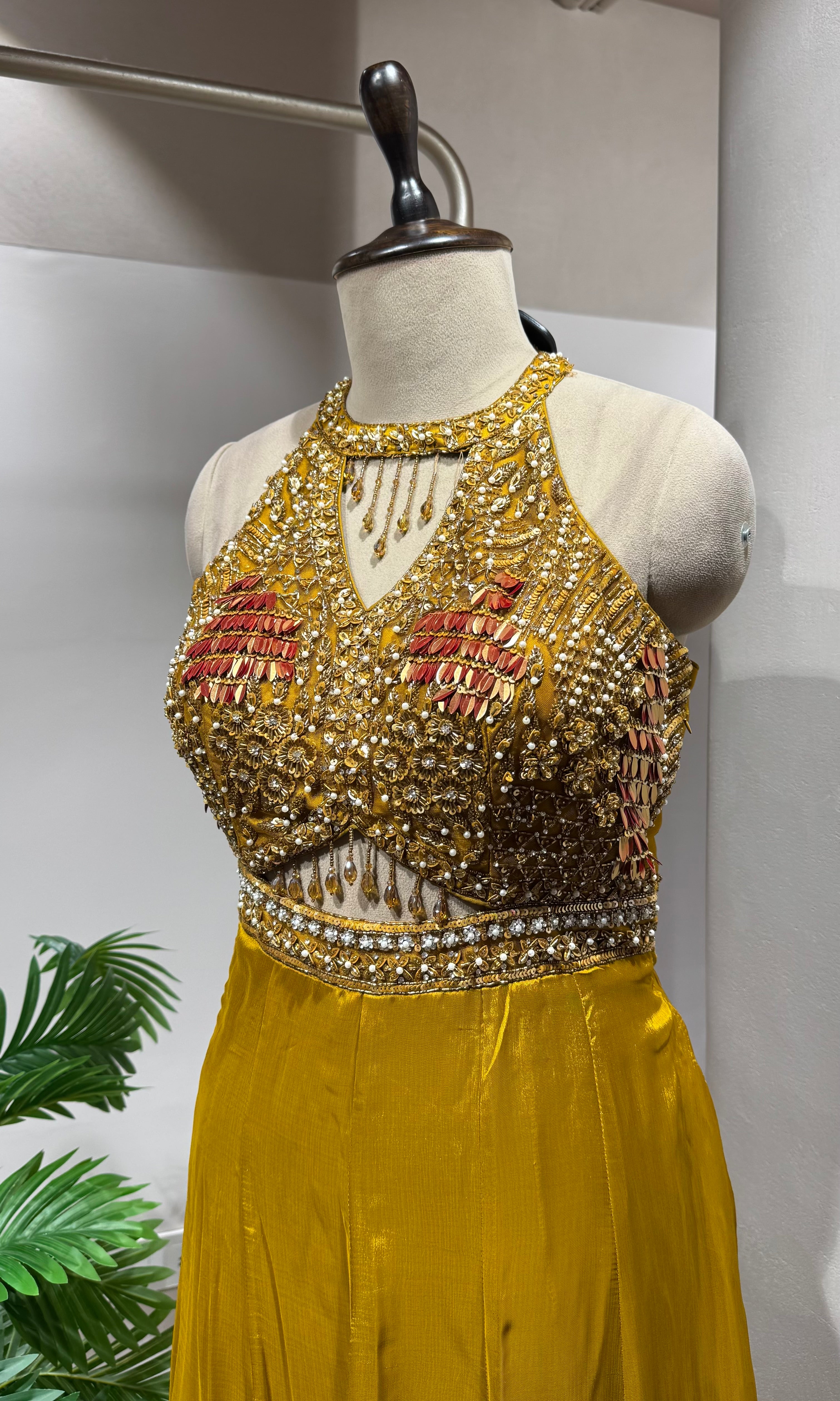 Mustard Party Wear Designer Indo-Western