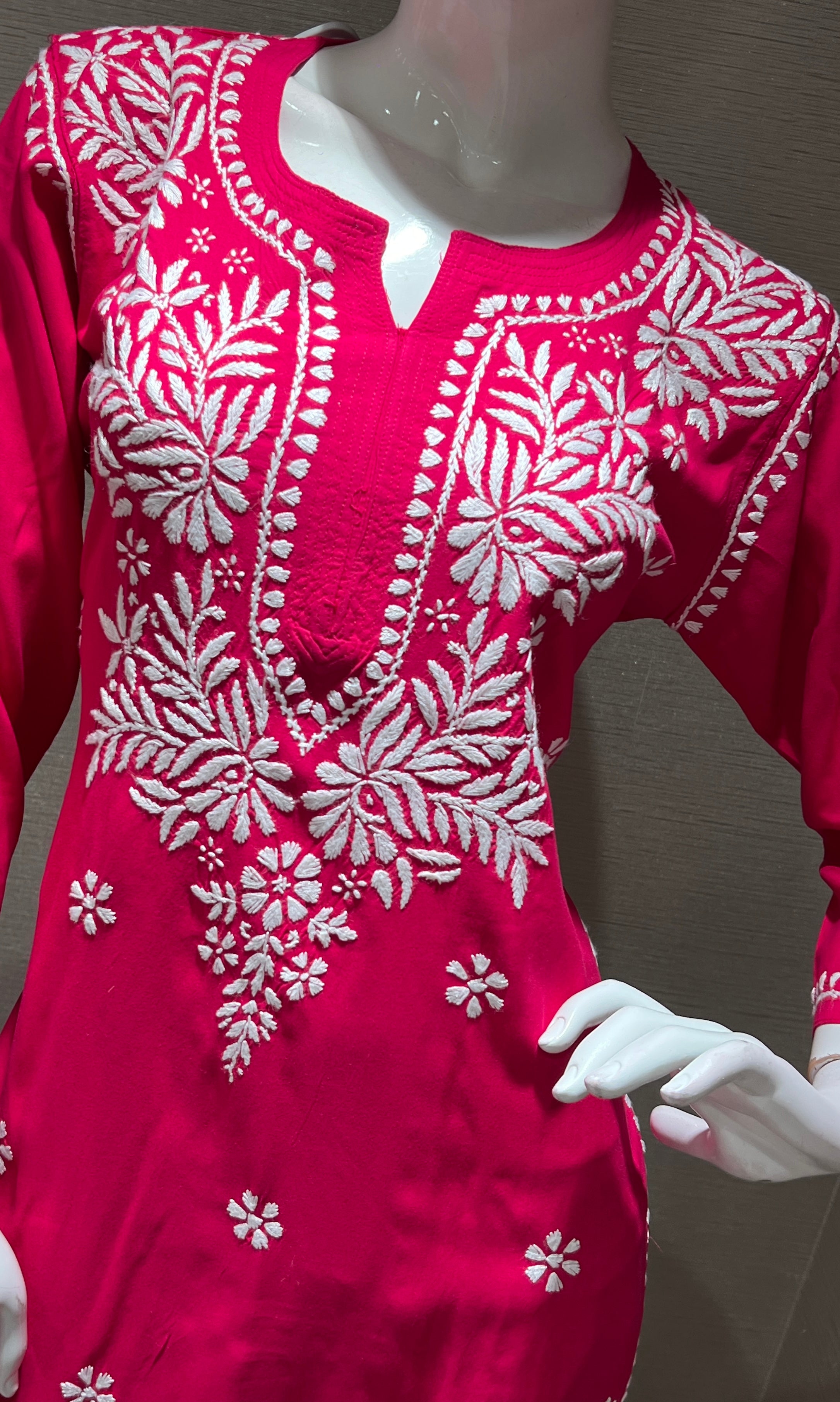 Rani pink CHINKANKARI KURTA SET