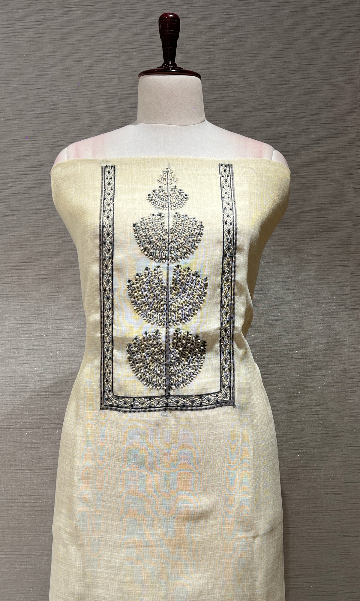 Grey FLORAL dress material