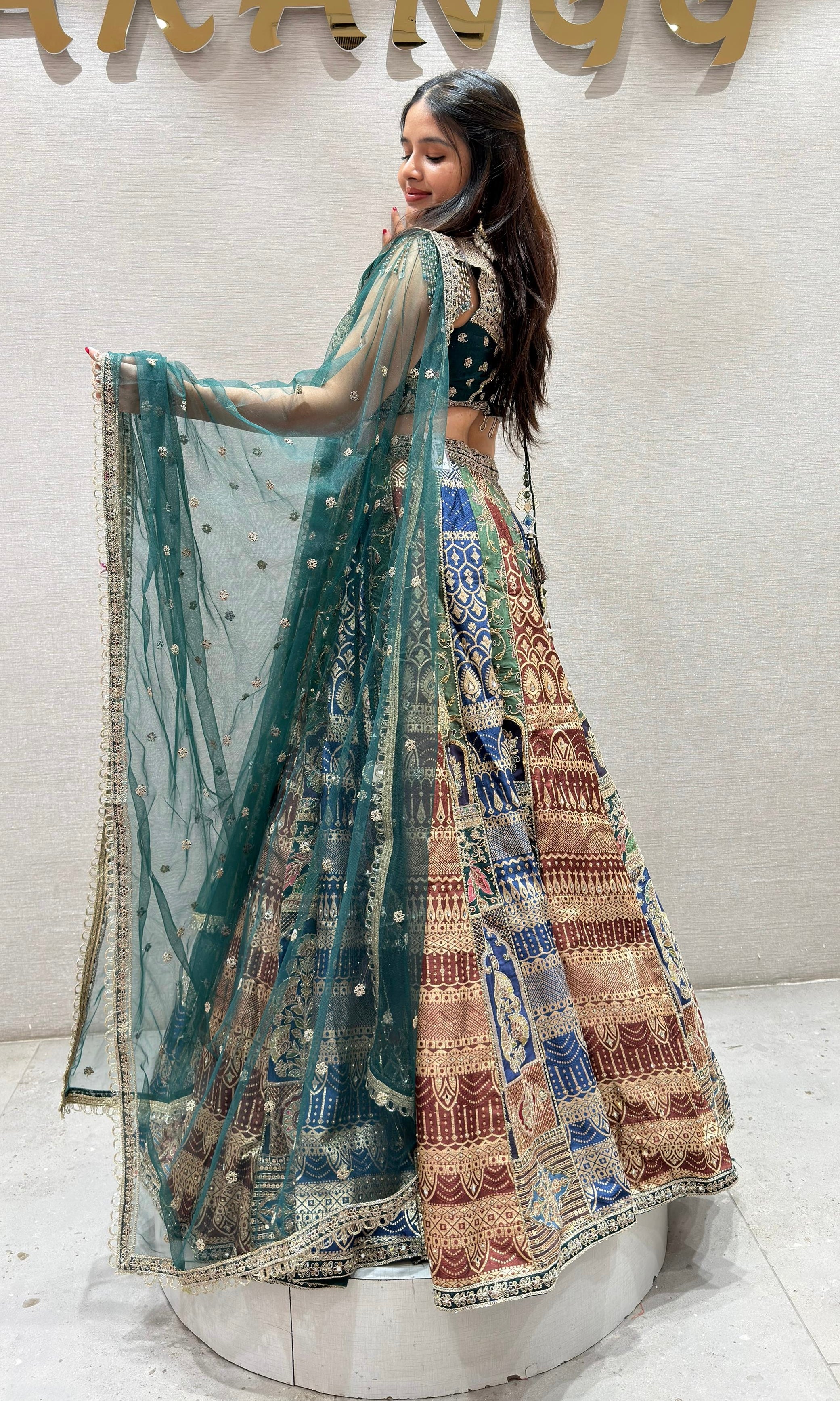 Multi GOLDEN HEAVY EMBROIDERED Lehenga