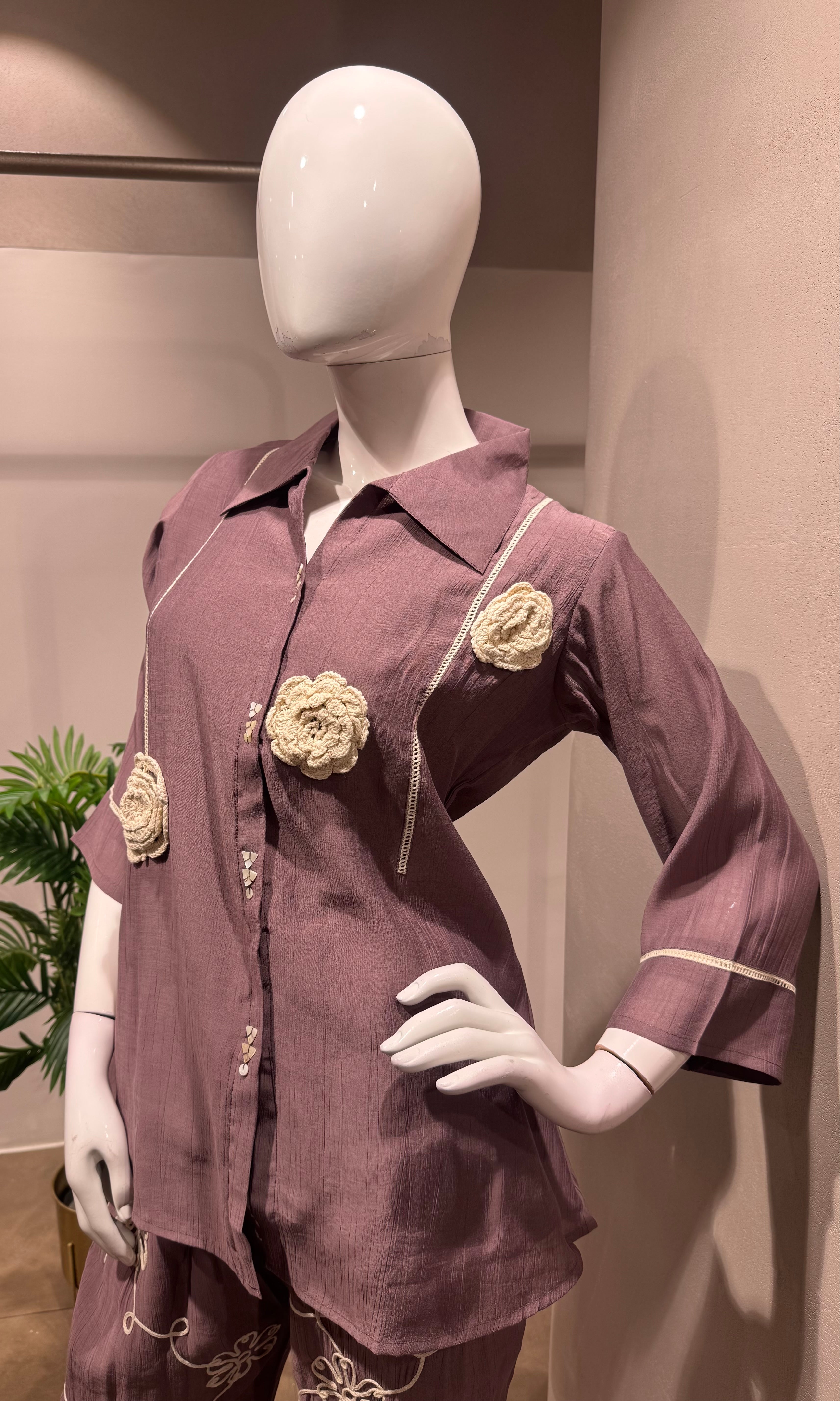 Mauve Blossom Shirt cord set
