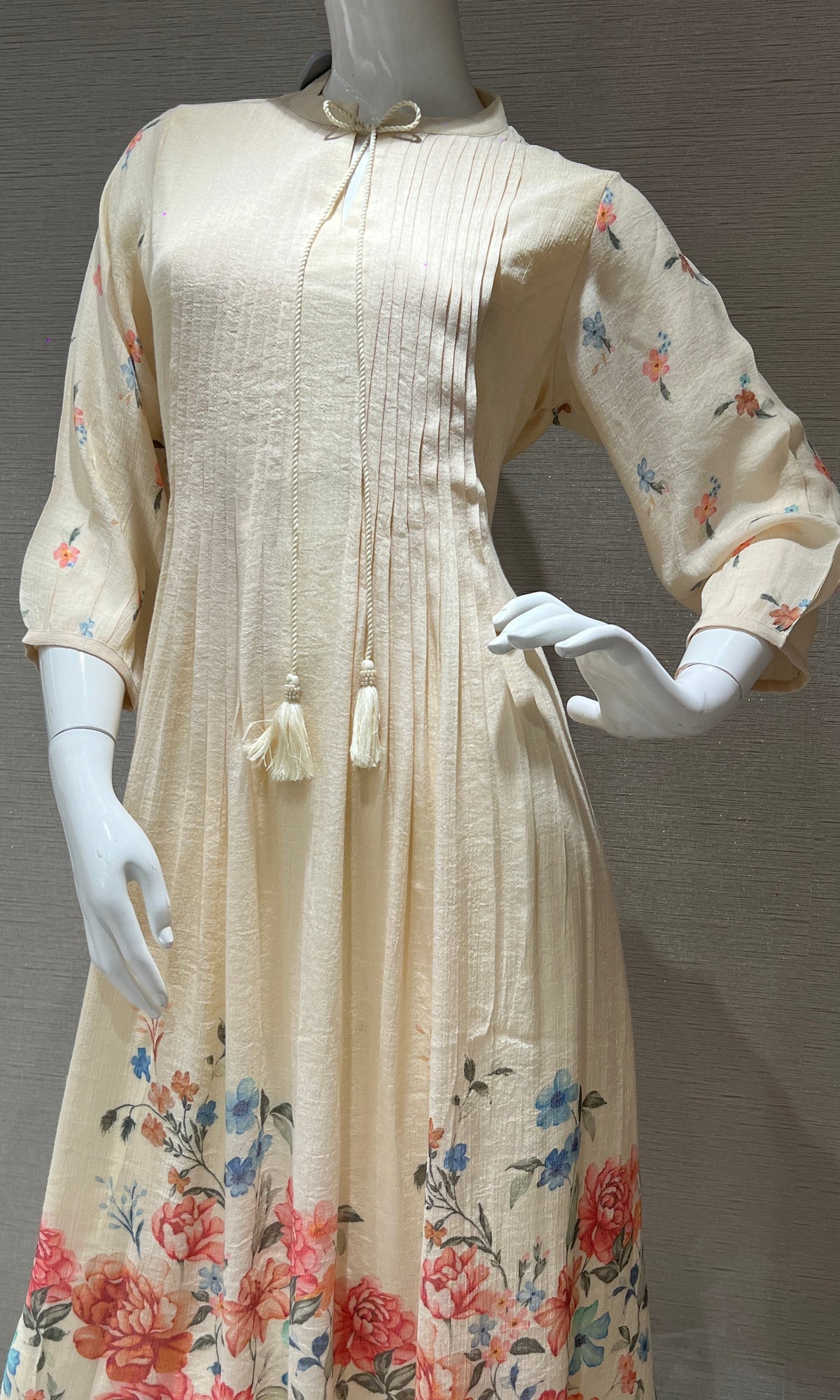 Half White Floral Anarkali Top