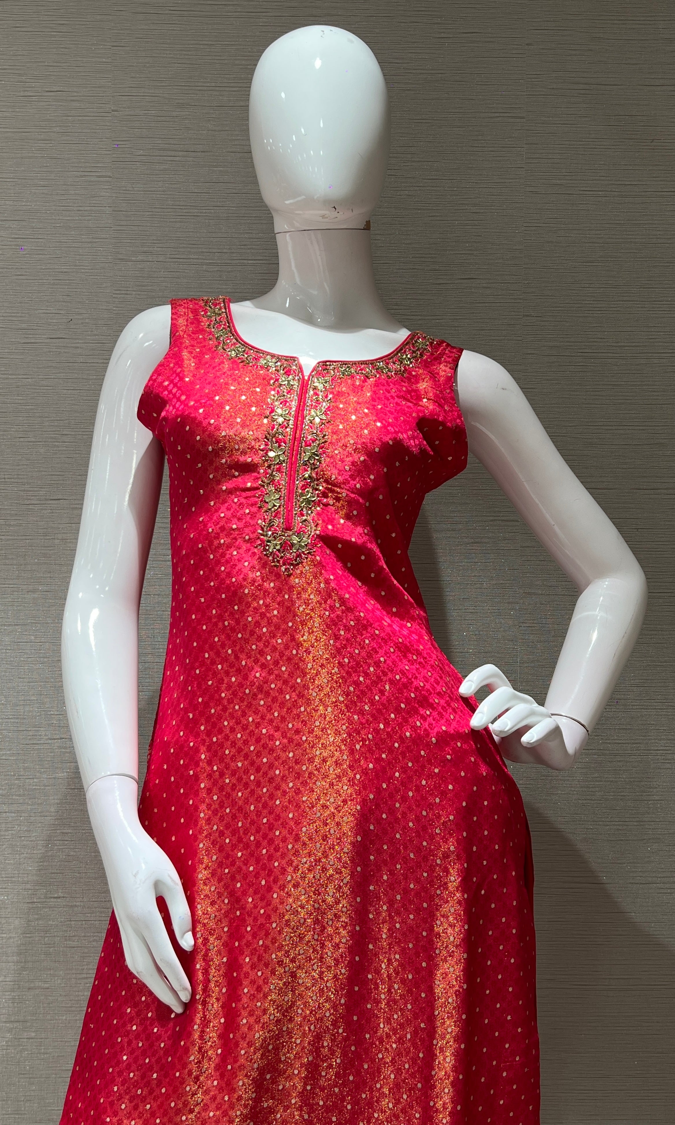 Pink golden embroidered kurta set