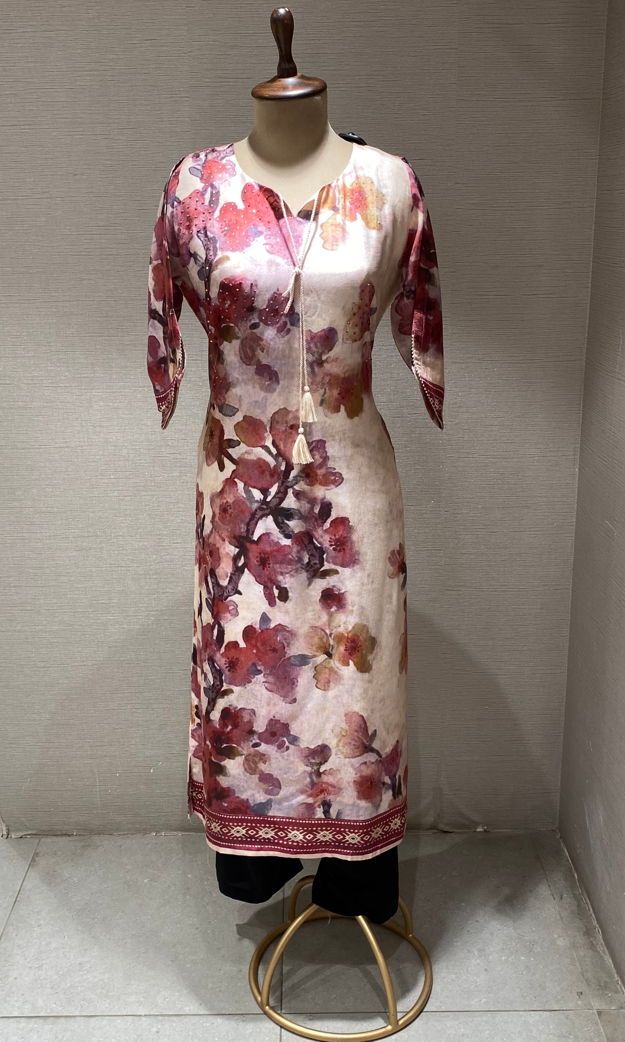 Peach Floral Printed Kurti top