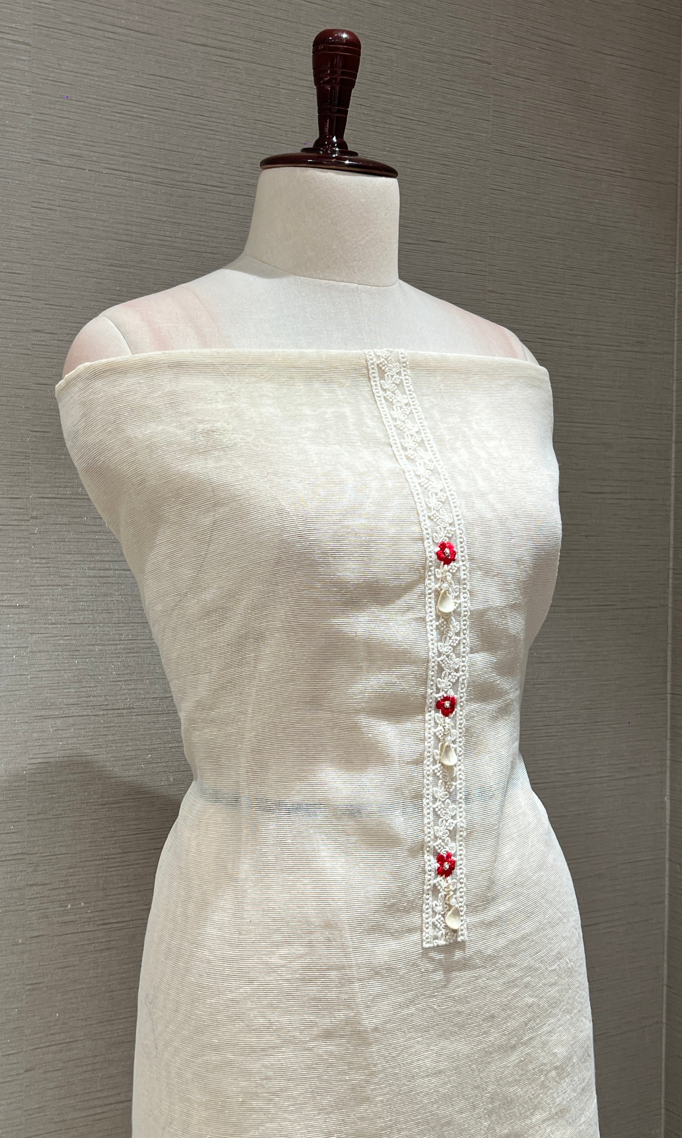 Cream FLORAL dress material