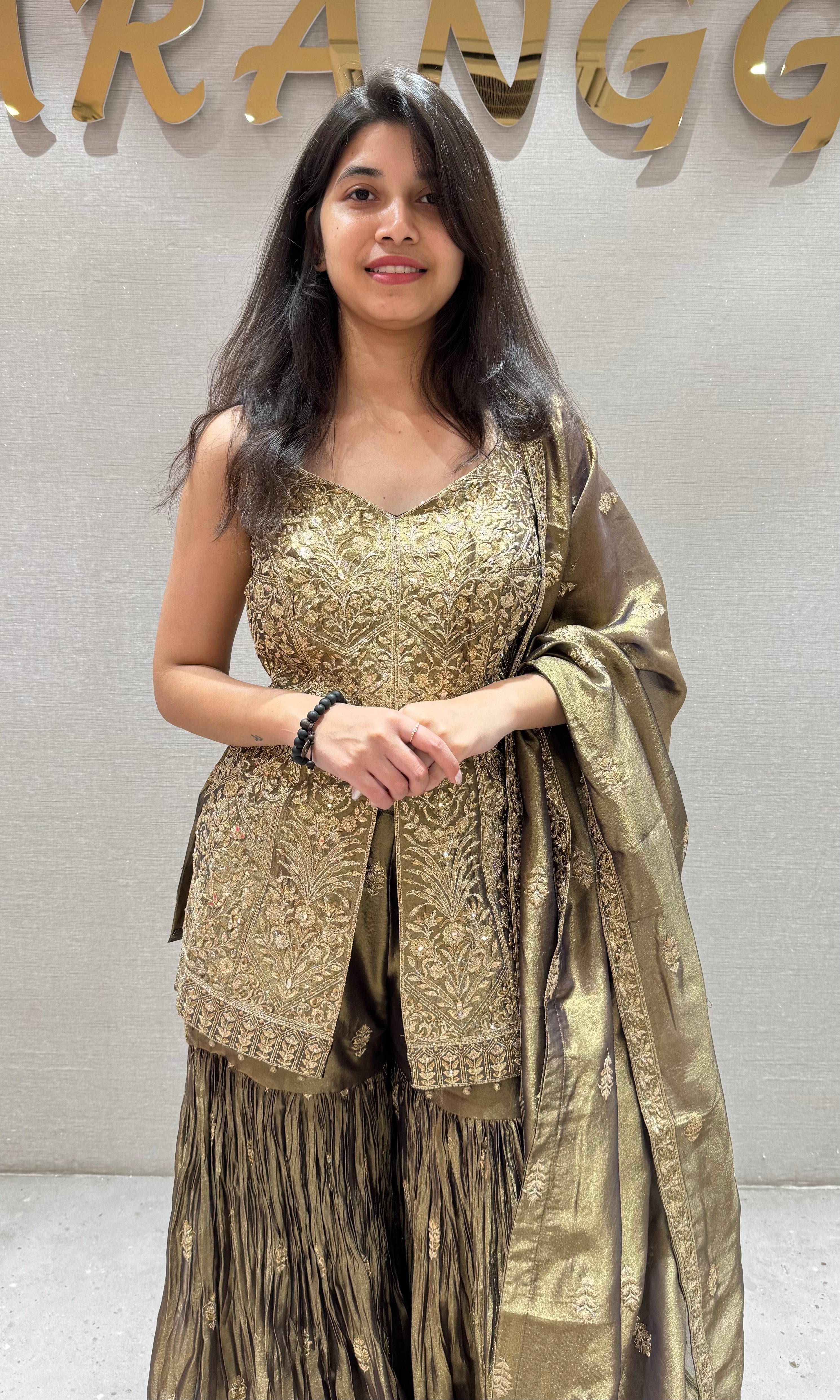 COPPER GOLD SHARARA SET