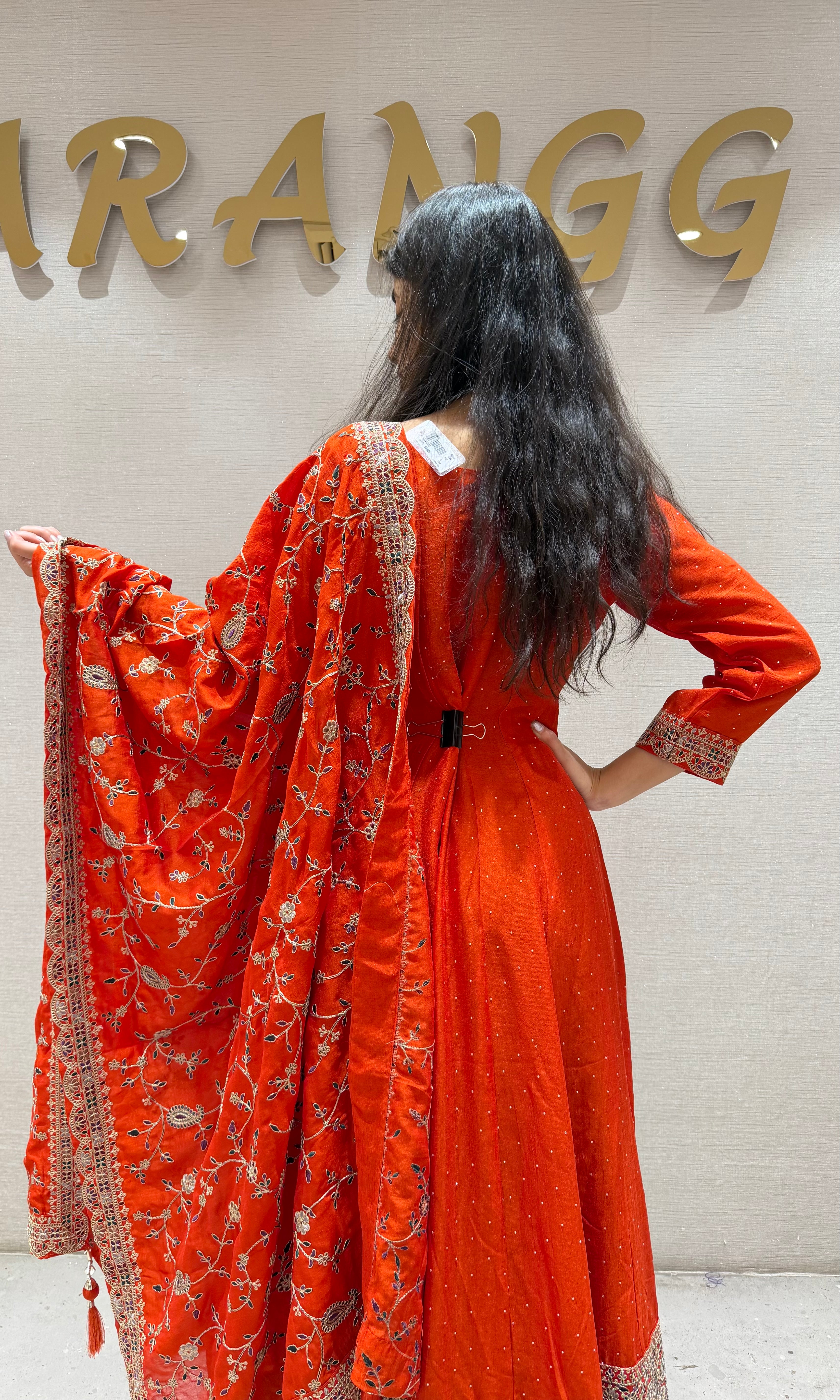 Rust EMBROIDERED ANARKALI SET