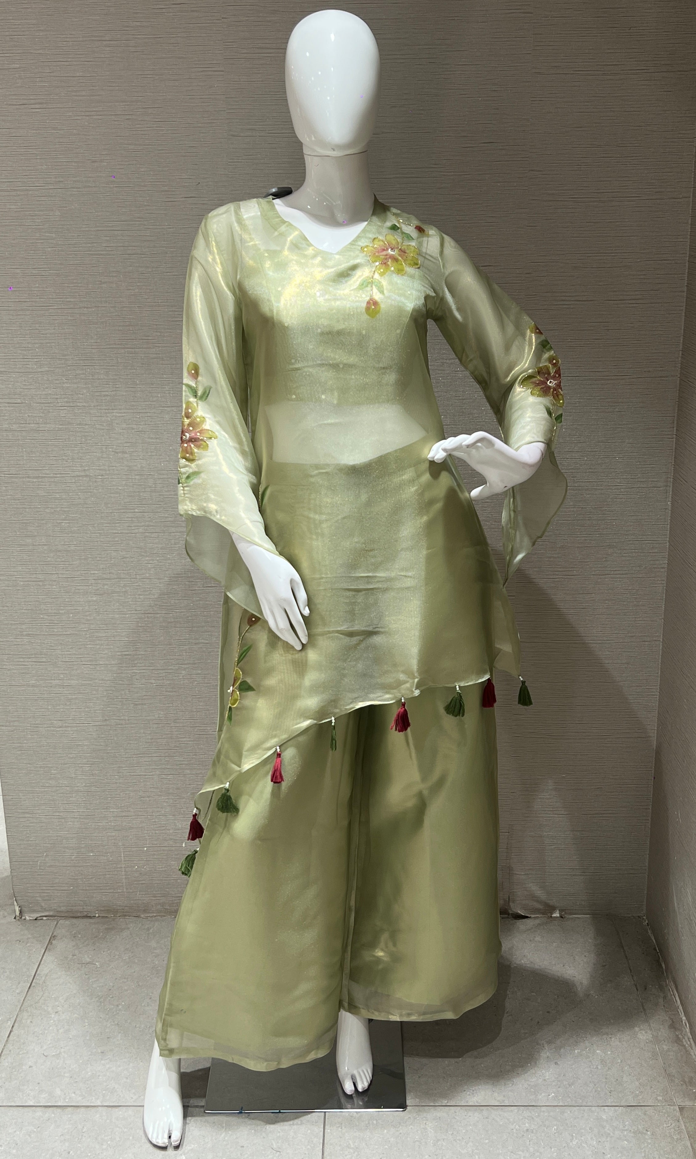 Pastel Green Floral Cord Set