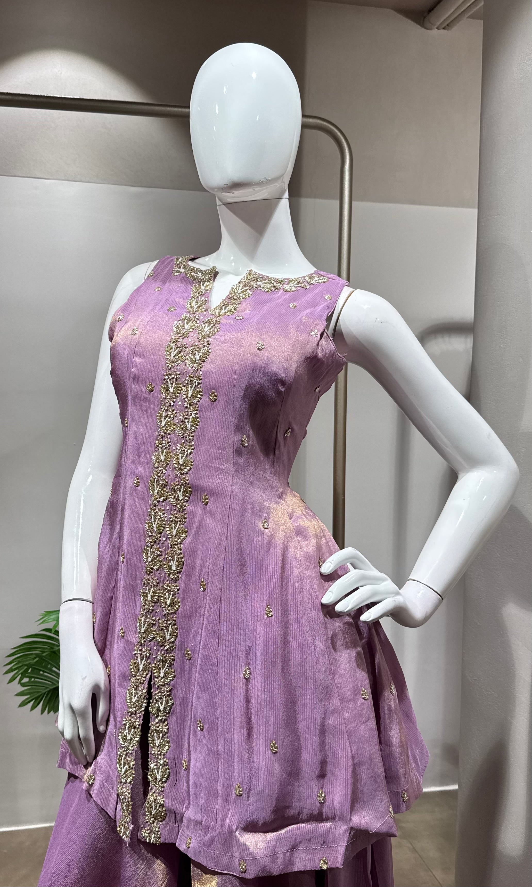 lavender shimmer elegant palazzo set