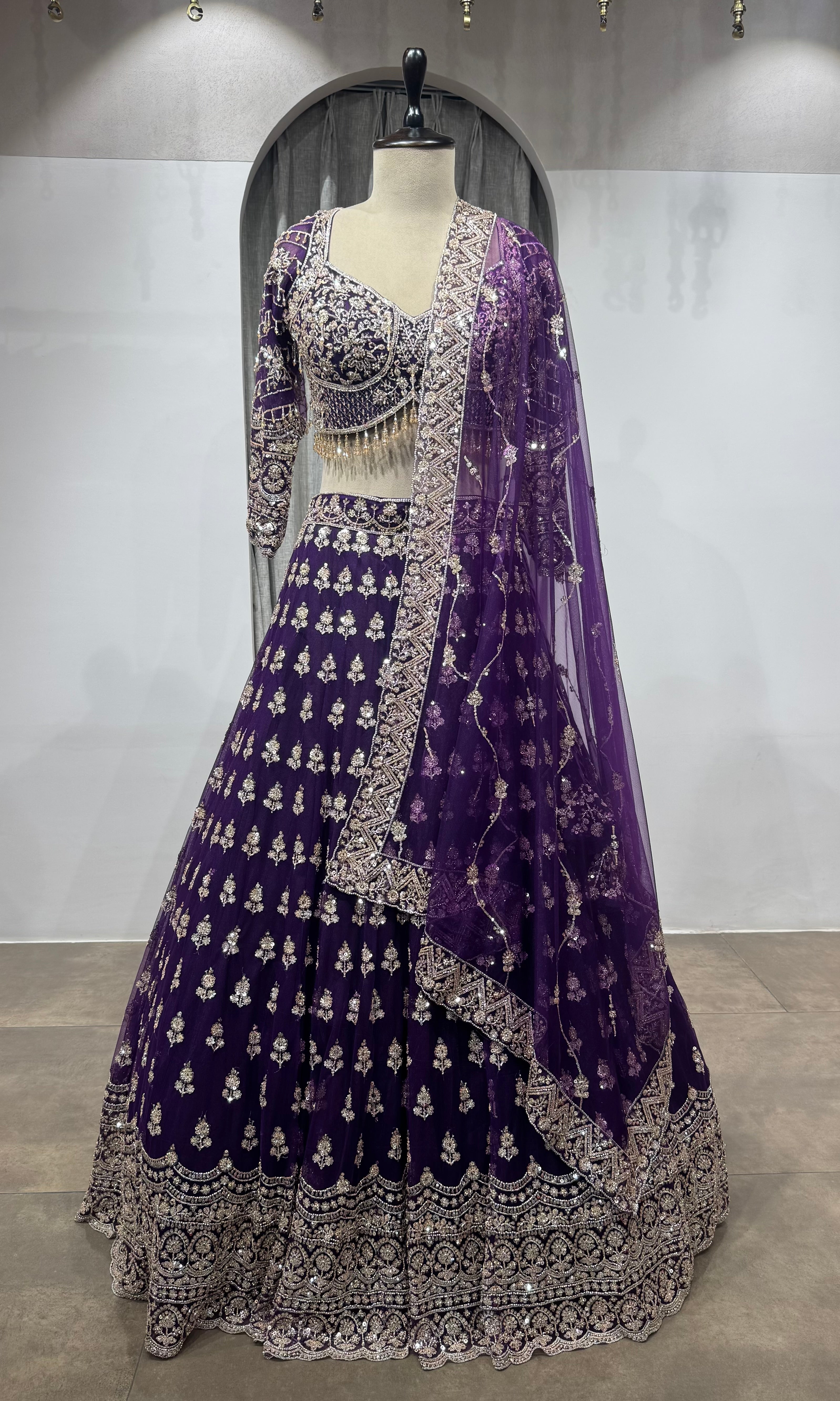 PURPLE intricate embroidered Lehenga set