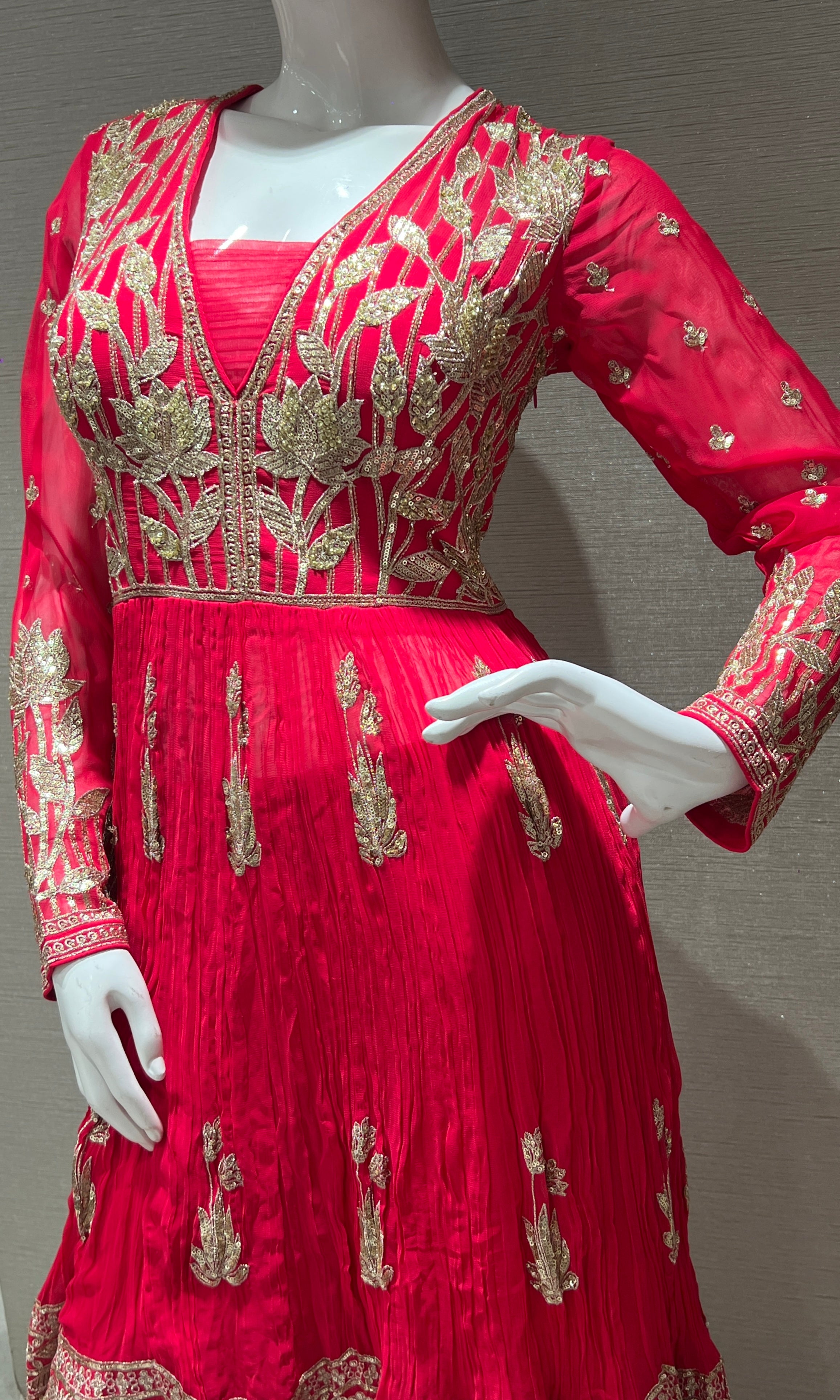 elegant pink and gold embroidered sharara