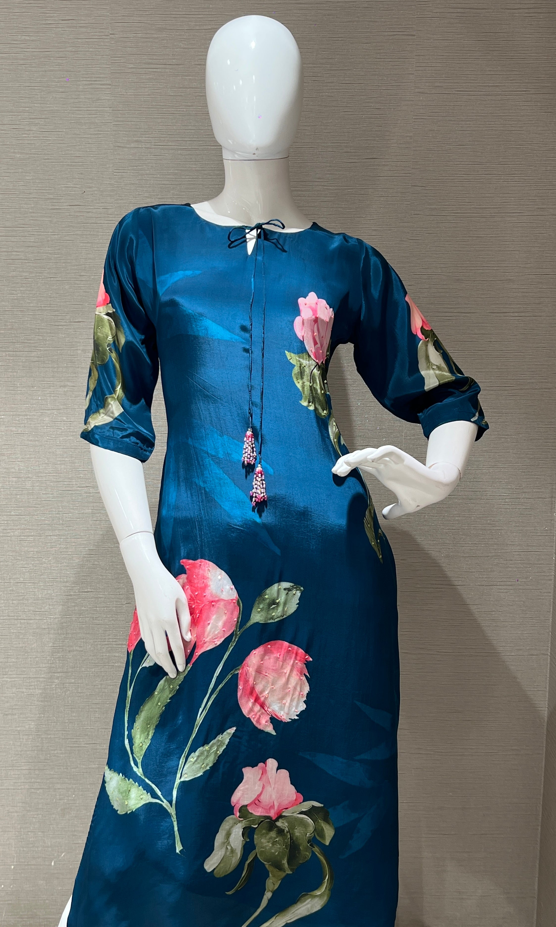 Navy blue floral print Kurti top