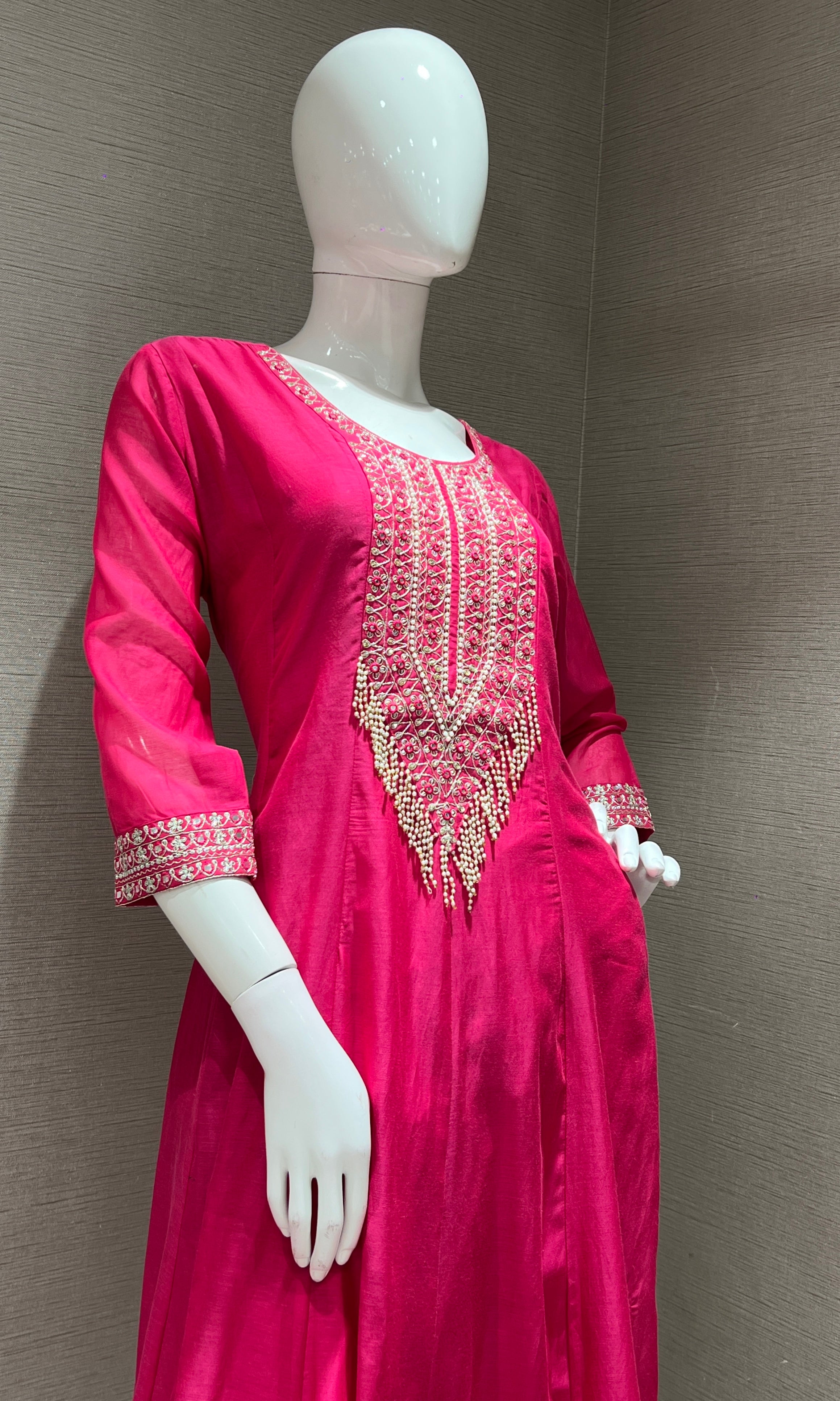 Rani pink EMBROIDERED kurta set