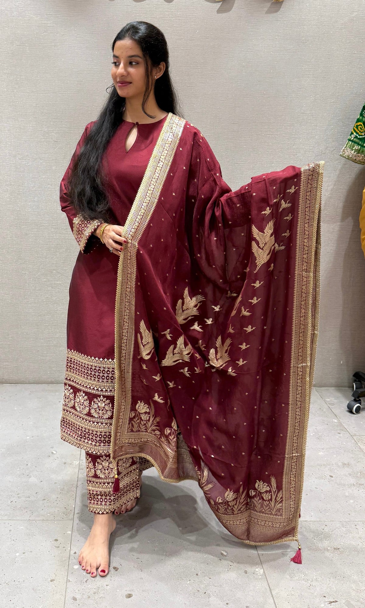 Maroon sabyasachi inspired kurta set