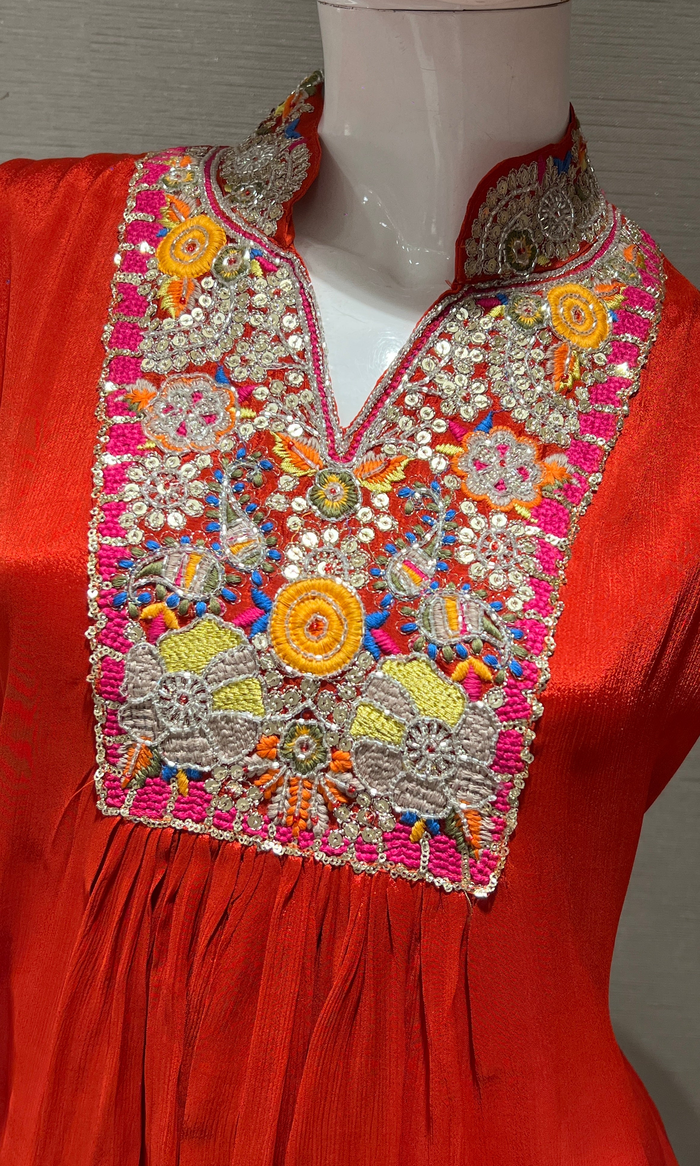 RUST FLORAL KURTI TOP