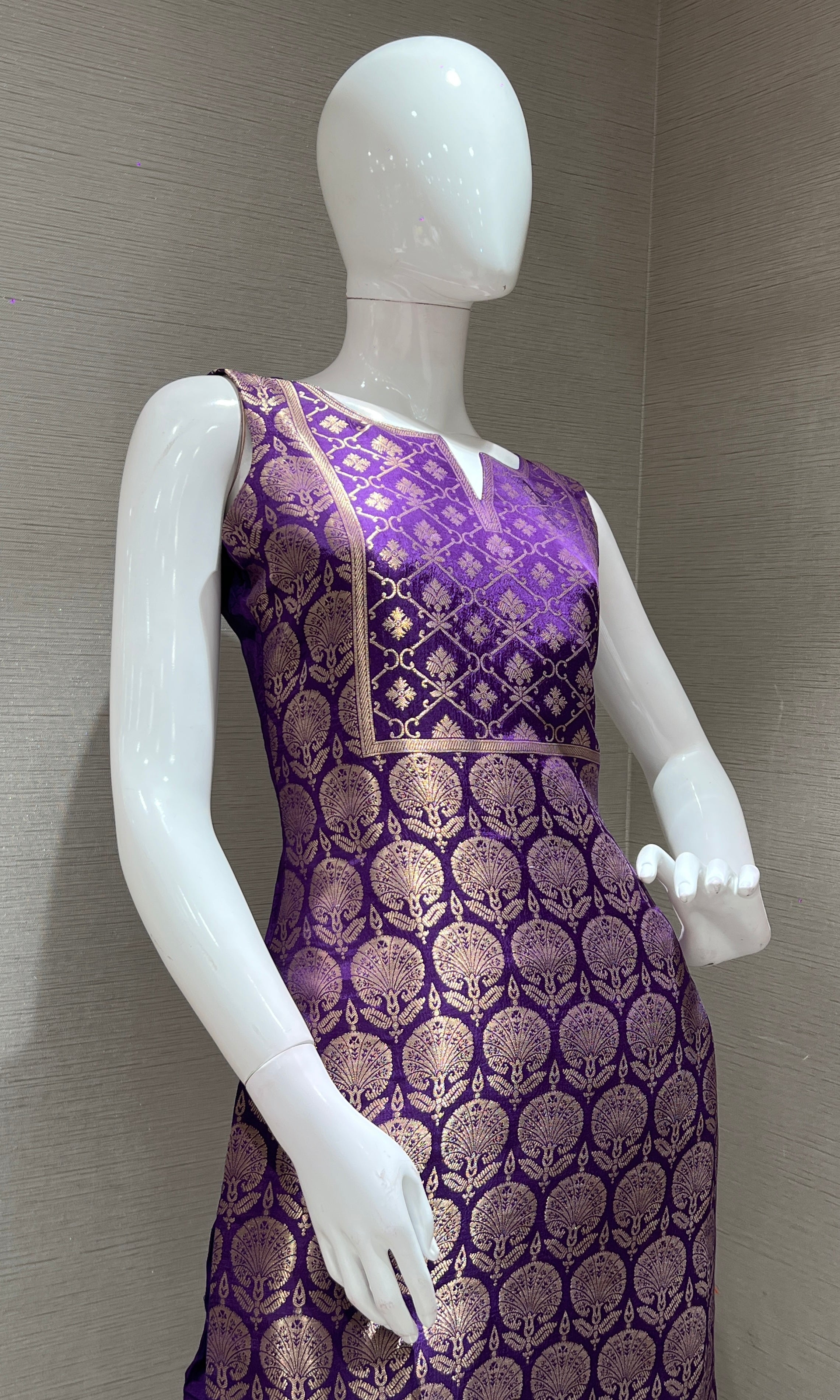 Purple Silk KURTA SET with Golden Embroidery