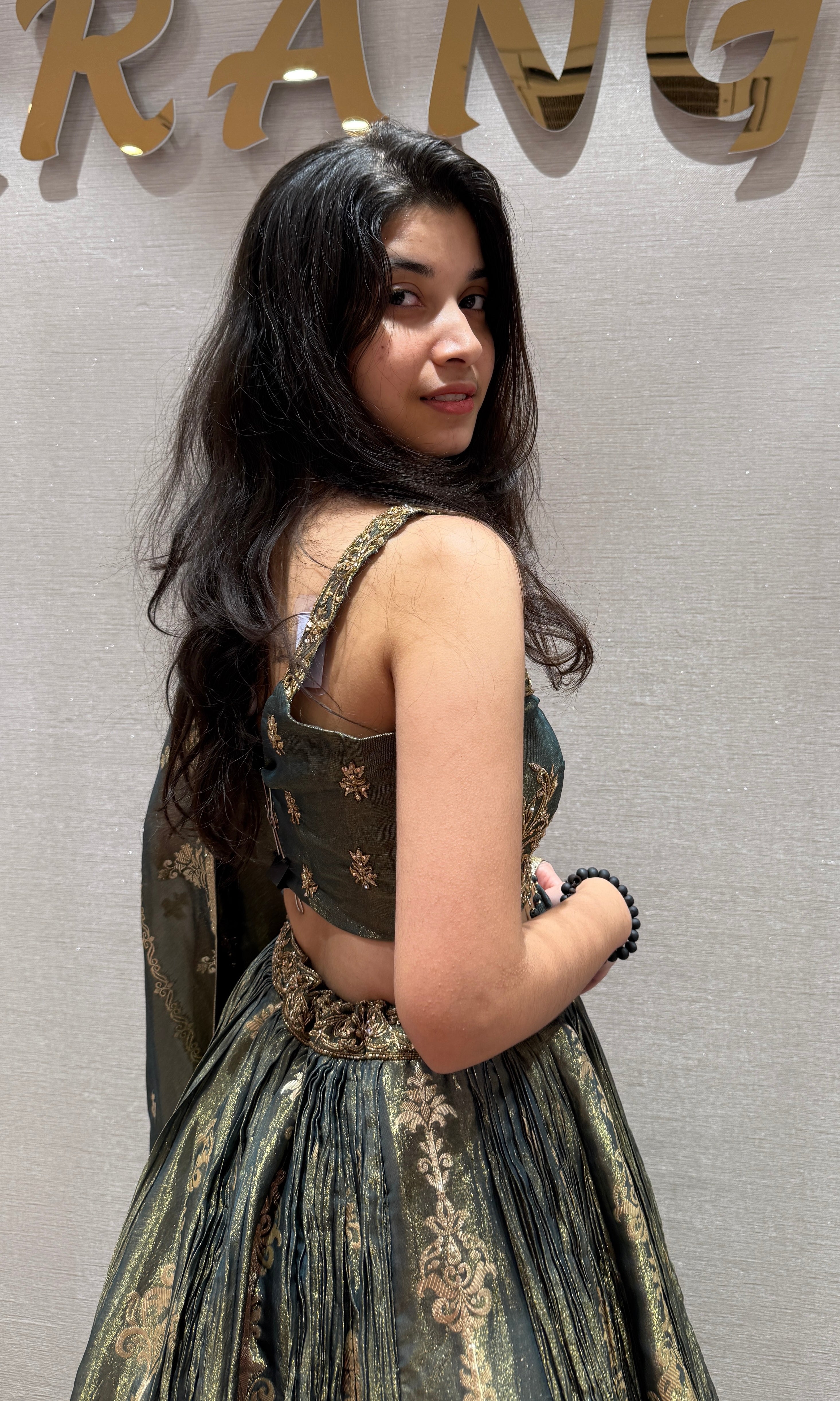 Green GOLDEN EMBROIDERED LEHENGA